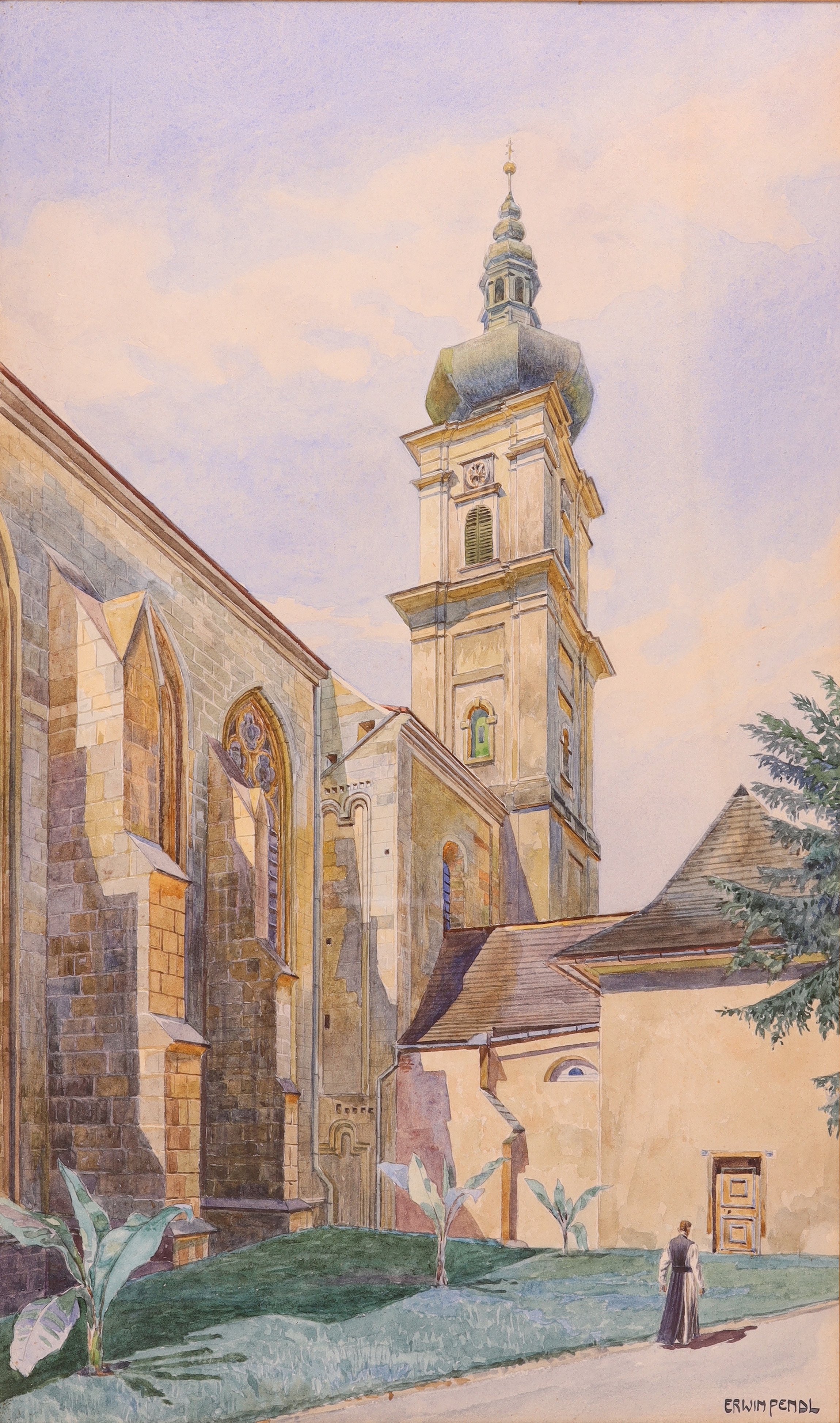 Chor, Turm und Karner der Stiftskirche von Heiligenkreuz, von Nordosten gesehen (Stift Heiligenkreuz CC BY-NC-SA)