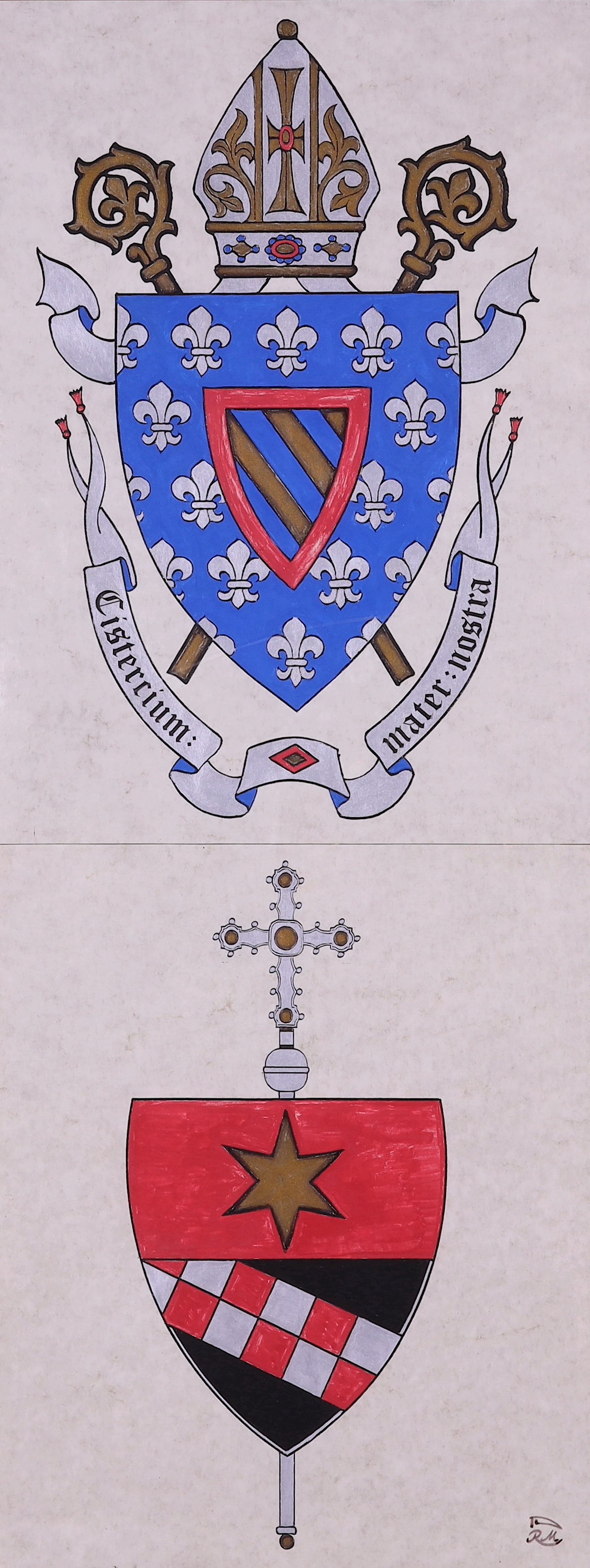 Wappen des Zisterzienserordens und des Klosters Bochum-Stiepel (Stift Heiligenkreuz CC BY-NC-SA)