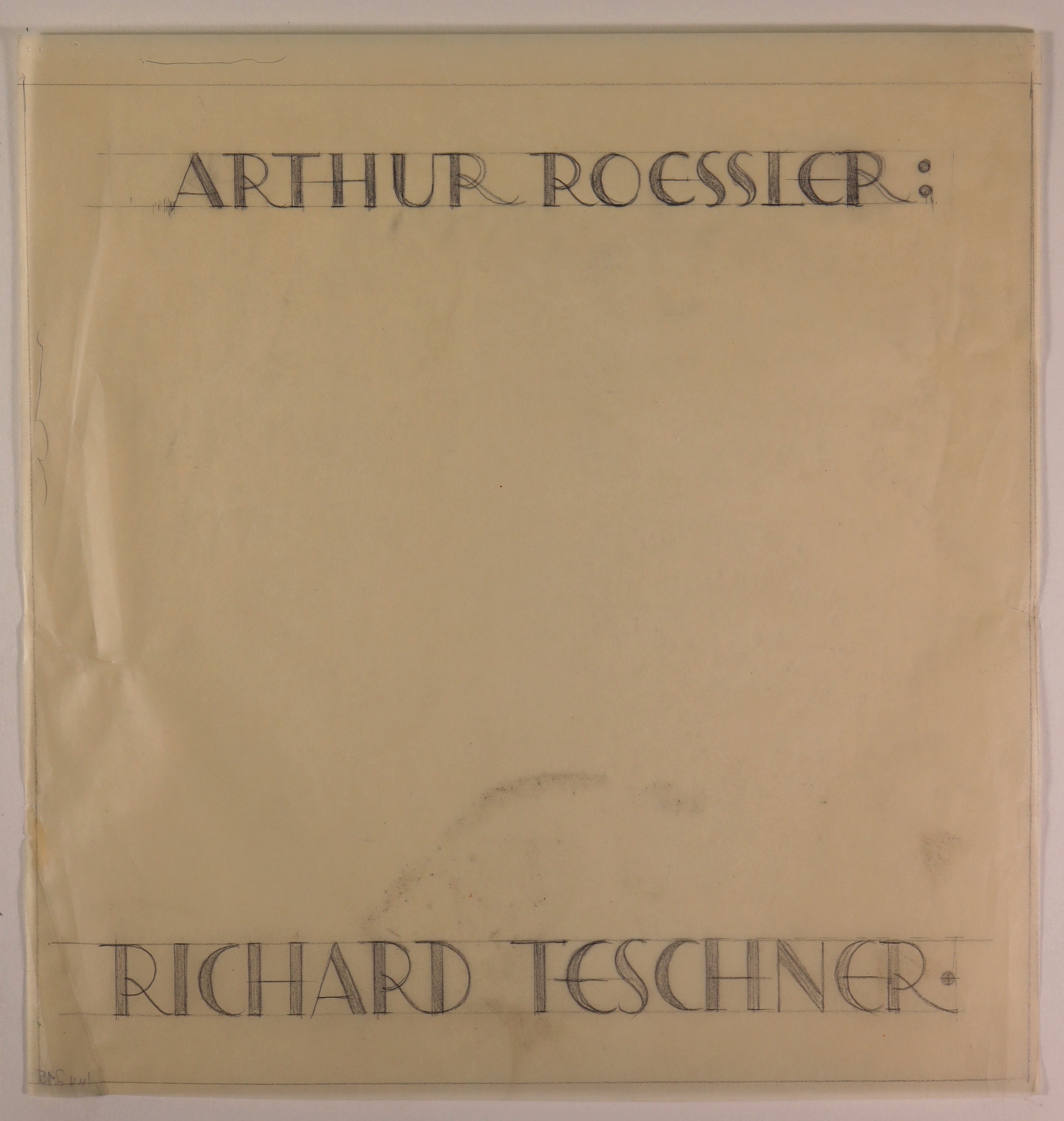 Entwurf der Beschriftung des Buchumschlages für Arthur Roesslers Teschner-Busch von 1947 (Stift Heiligenkreuz CC BY-NC-SA)