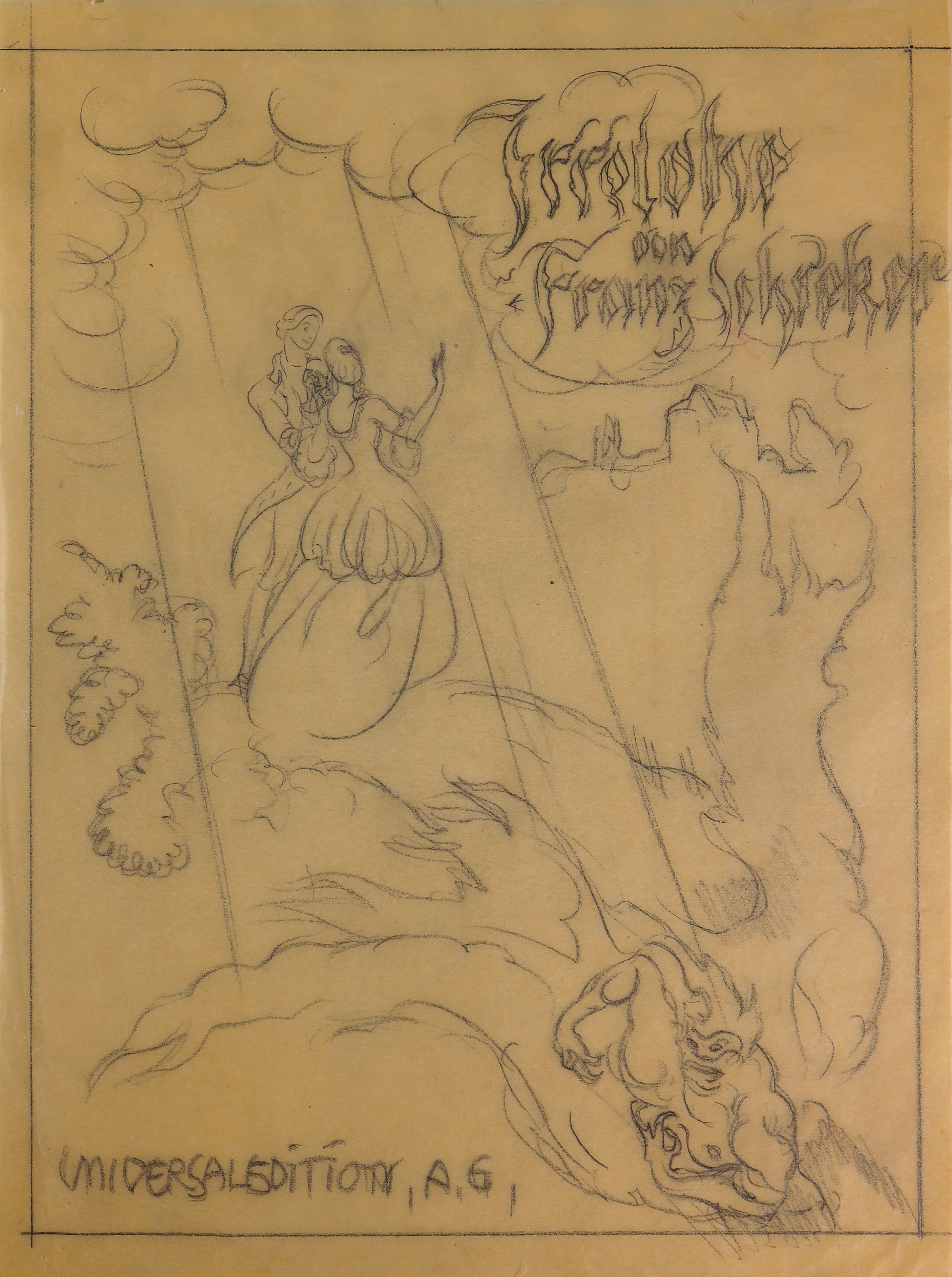 Entwurf zum Titelbild der Buchausgabe der Oper "Irrelohe" von Franz Schreker, 1923 (Stift Heiligenkreuz CC BY-NC-SA)