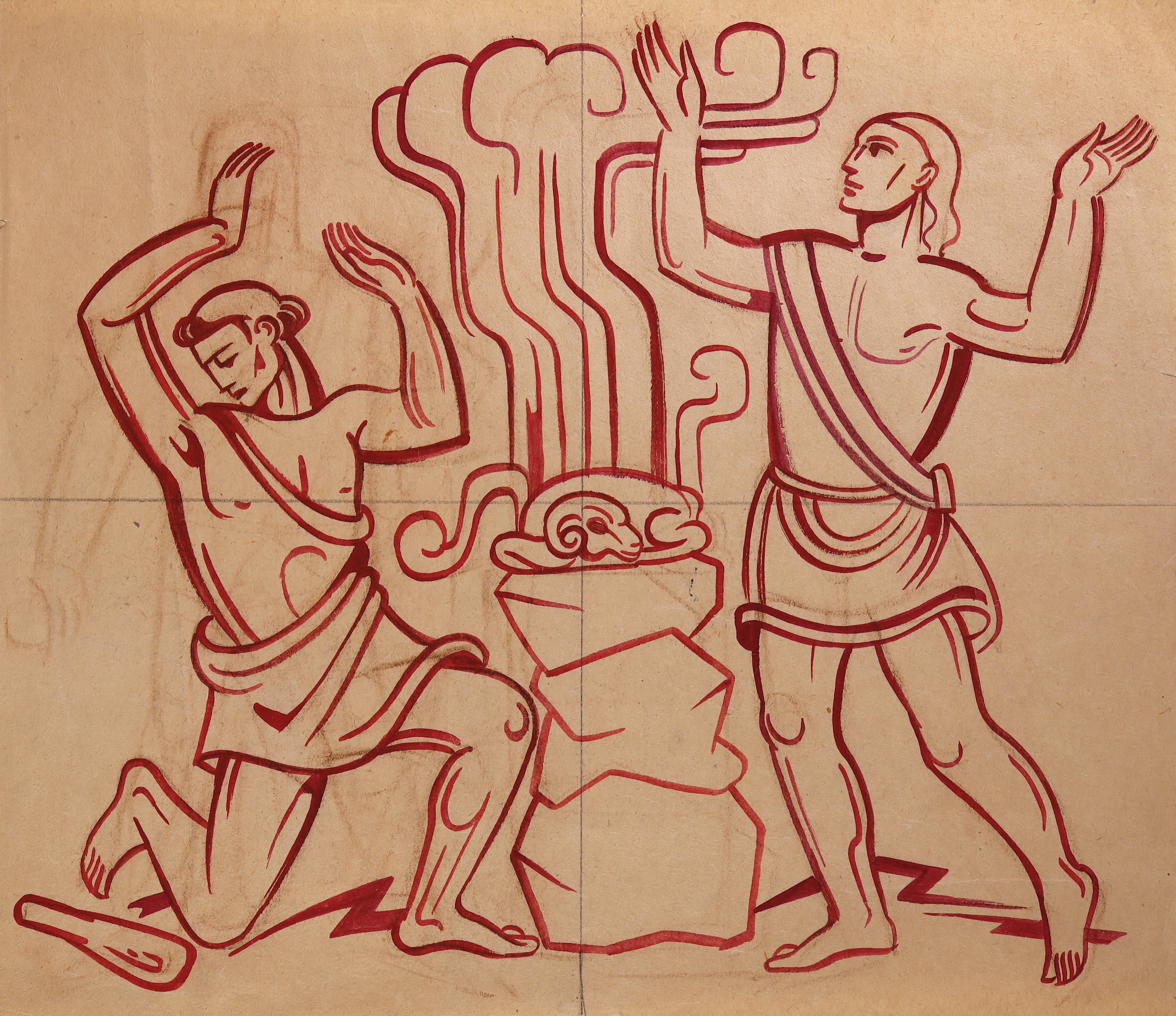 Kain und Abel bringen ihre Opfer dar (Stift Heiligenkreuz CC BY-NC-SA)