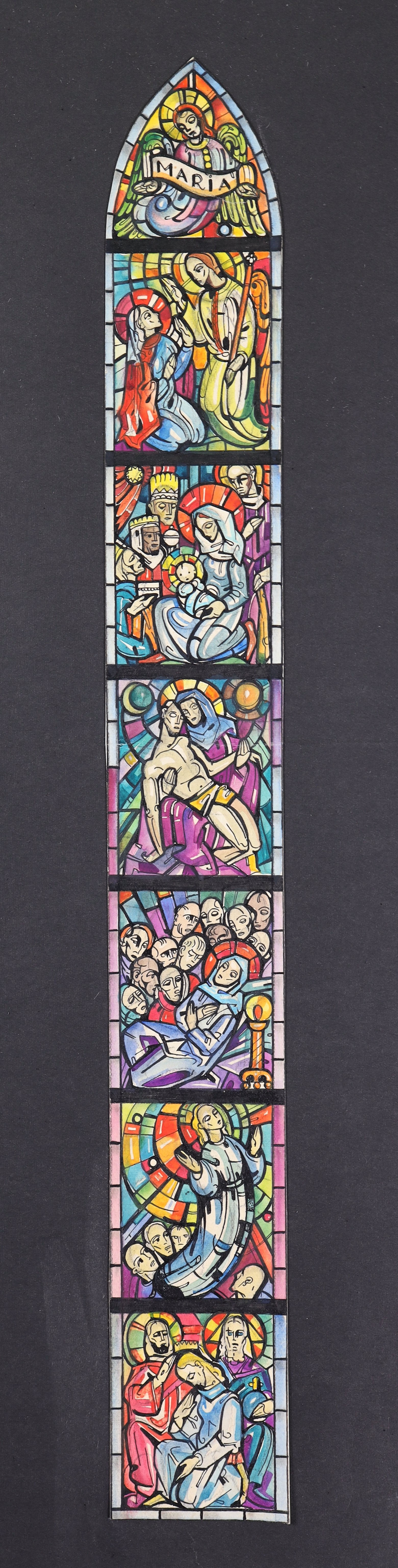 Sechs Szenen aus dem Leben Mariens (Glasmalerei-Enwurf) (Stift Heiligenkreuz CC BY-NC-SA)