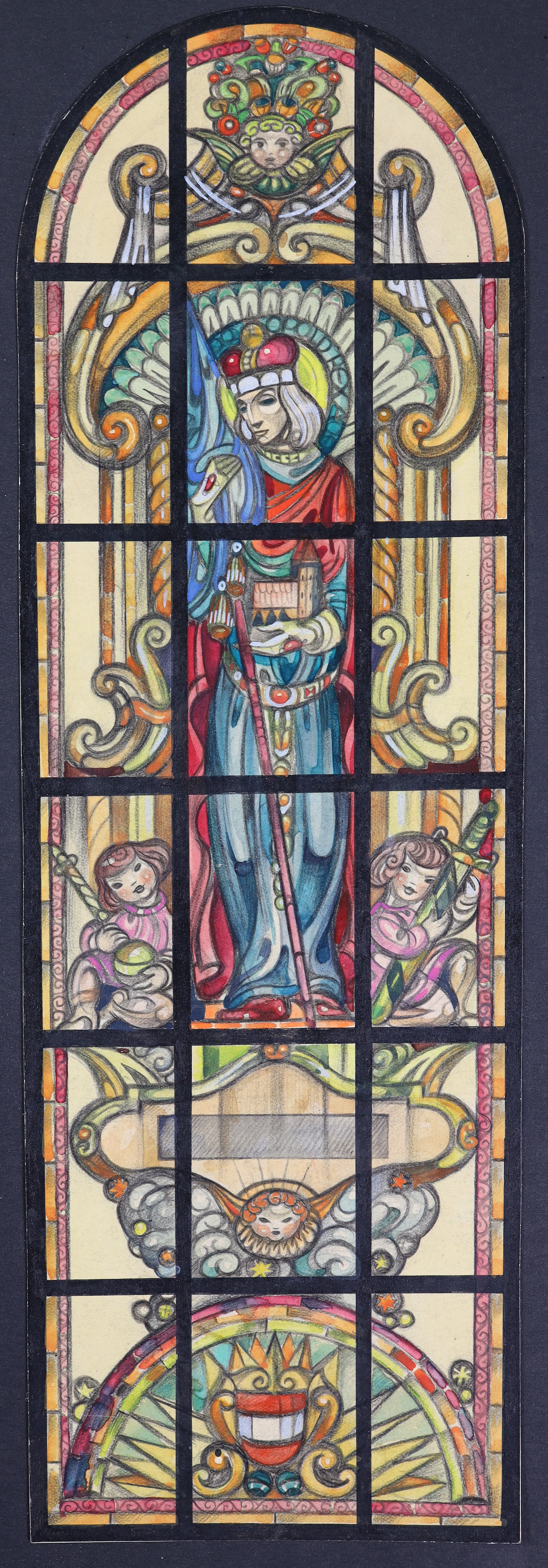 Glasfensterentwurf mit dem hl. Leopold für die Mariahilfer Kirche in Wien (Stift Heiligenkreuz CC BY-NC-SA)