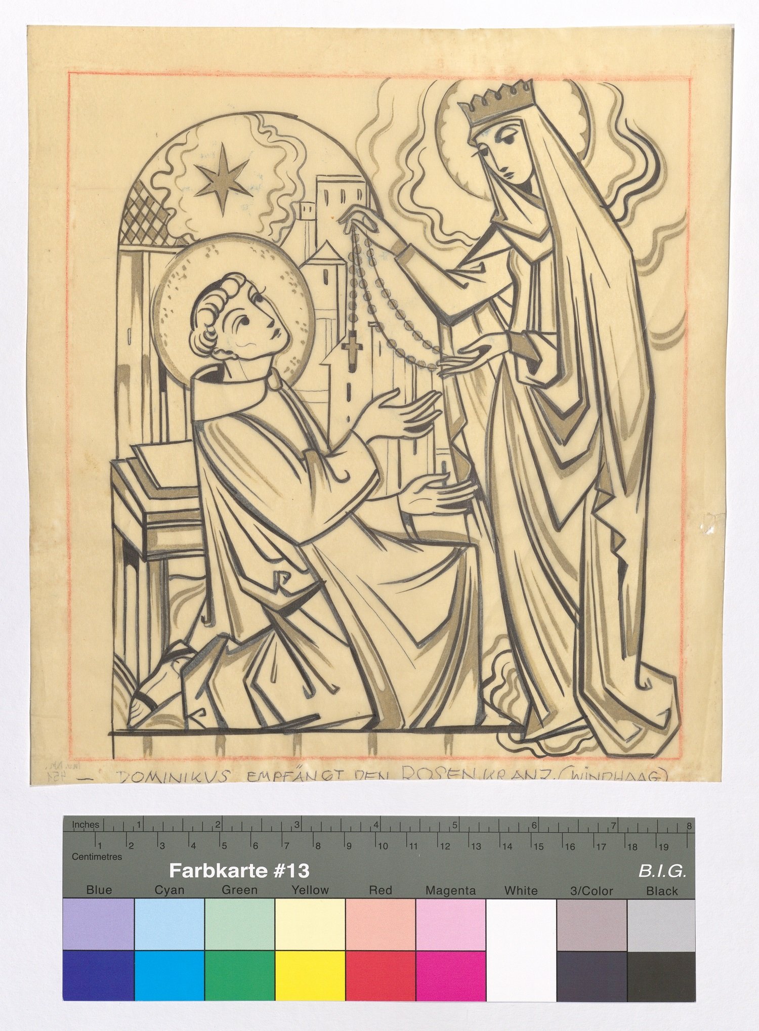 Entwurf, Hl. Dominikus empfängt den Rosenkranz (Stift Heiligenkreuz CC BY-NC-ND)