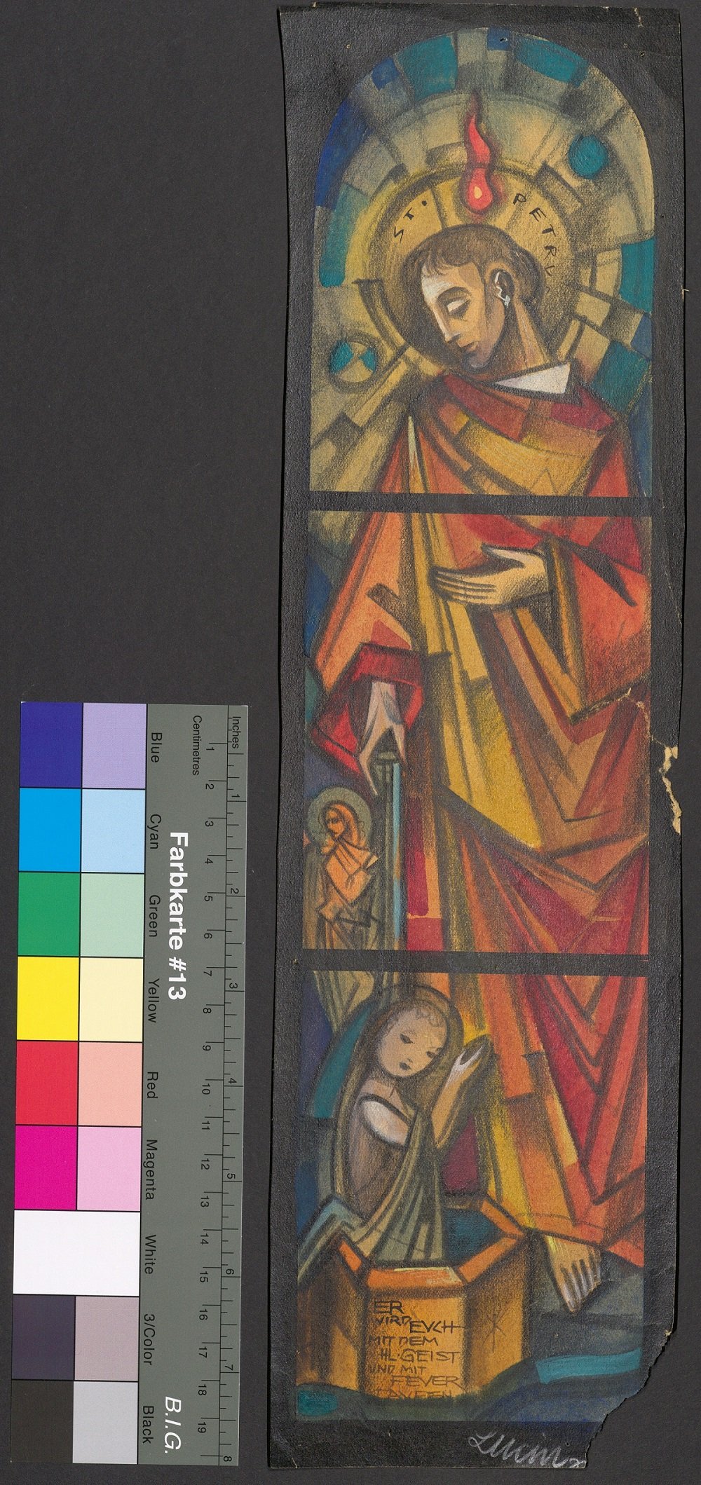 Entwurf eines Kirchenfensters für die Schafbergkapelle in Wien, Hl. Petrus (Stift Heiligenkreuz CC BY-NC-ND)