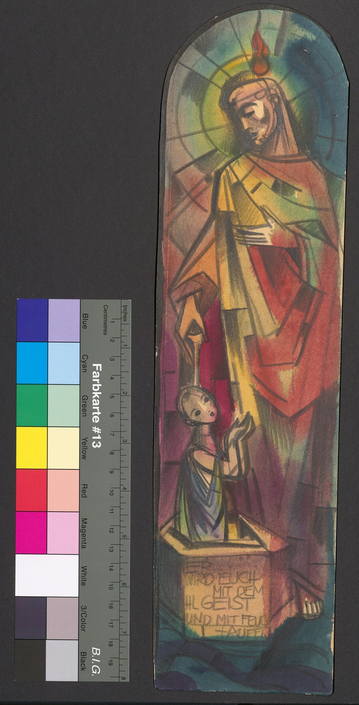 Entwurf eines Kirchenfensters für die Schafbergkapelle in Wien, Heiliger taufend (Stift Heiligenkreuz CC BY-NC-ND)
