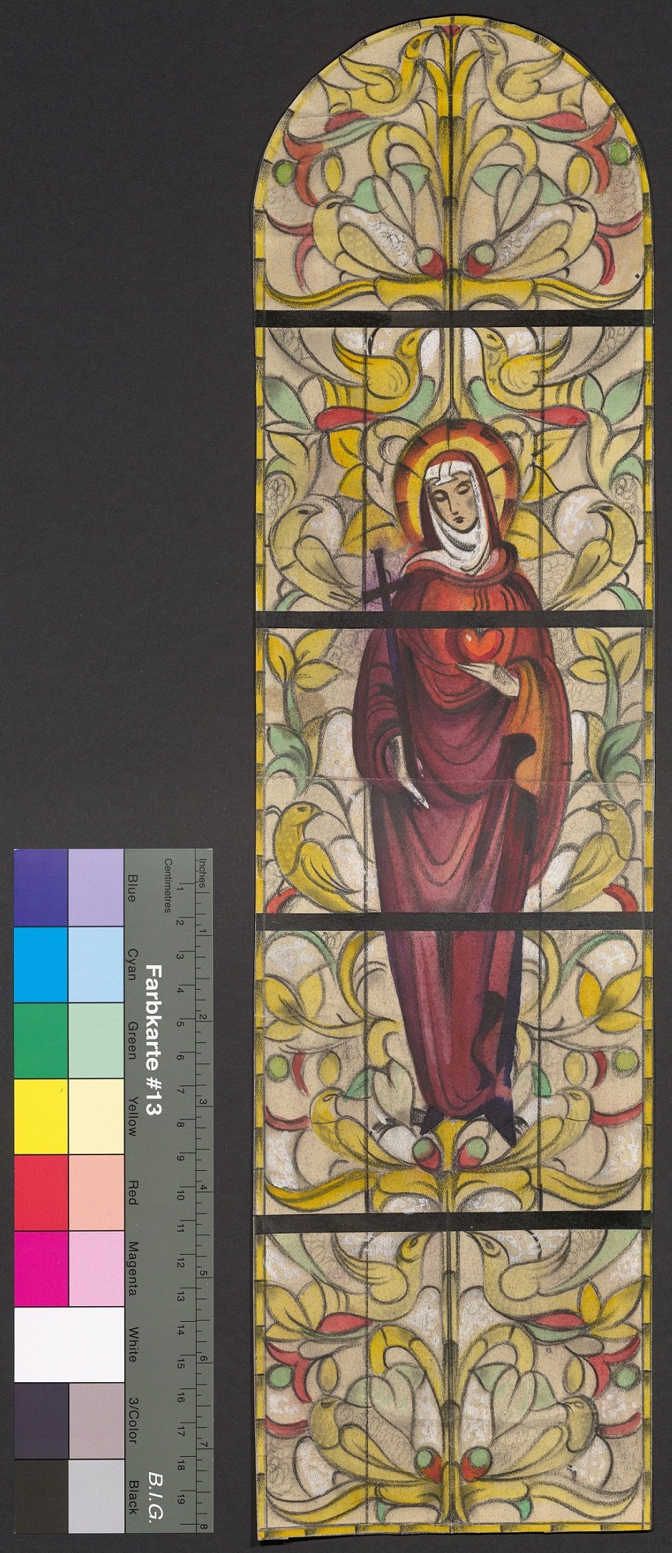 Entwurf eines Kirchenfensters, Unbeflecktes Herz Mariä (Stift Heiligenkreuz CC BY-NC-ND)
