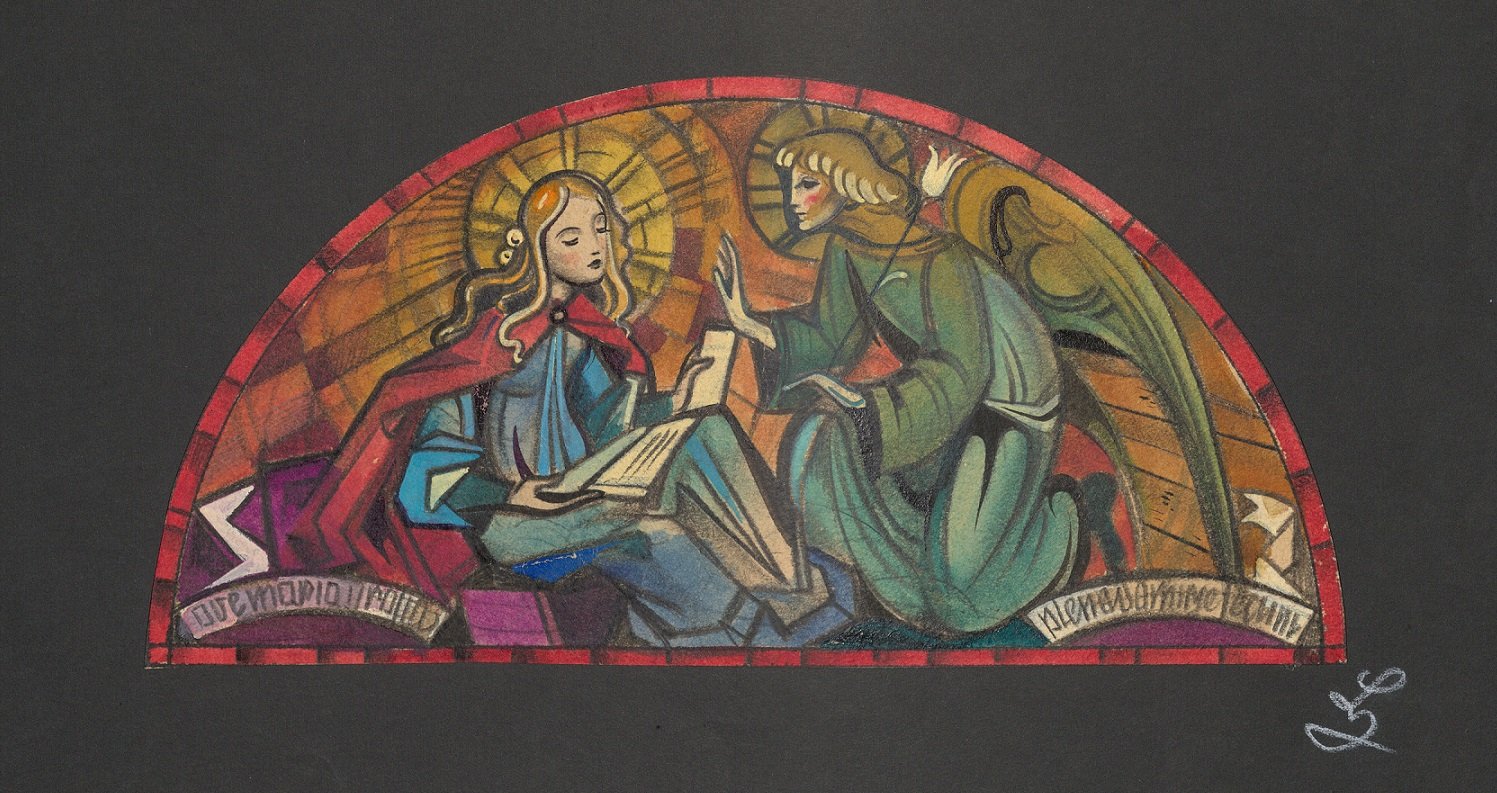 Entwurf eines Kirchenfensters, Verkündigung des Herrn (Mariä Verkündigung) (Stift Heiligenkreuz CC BY-NC-ND)