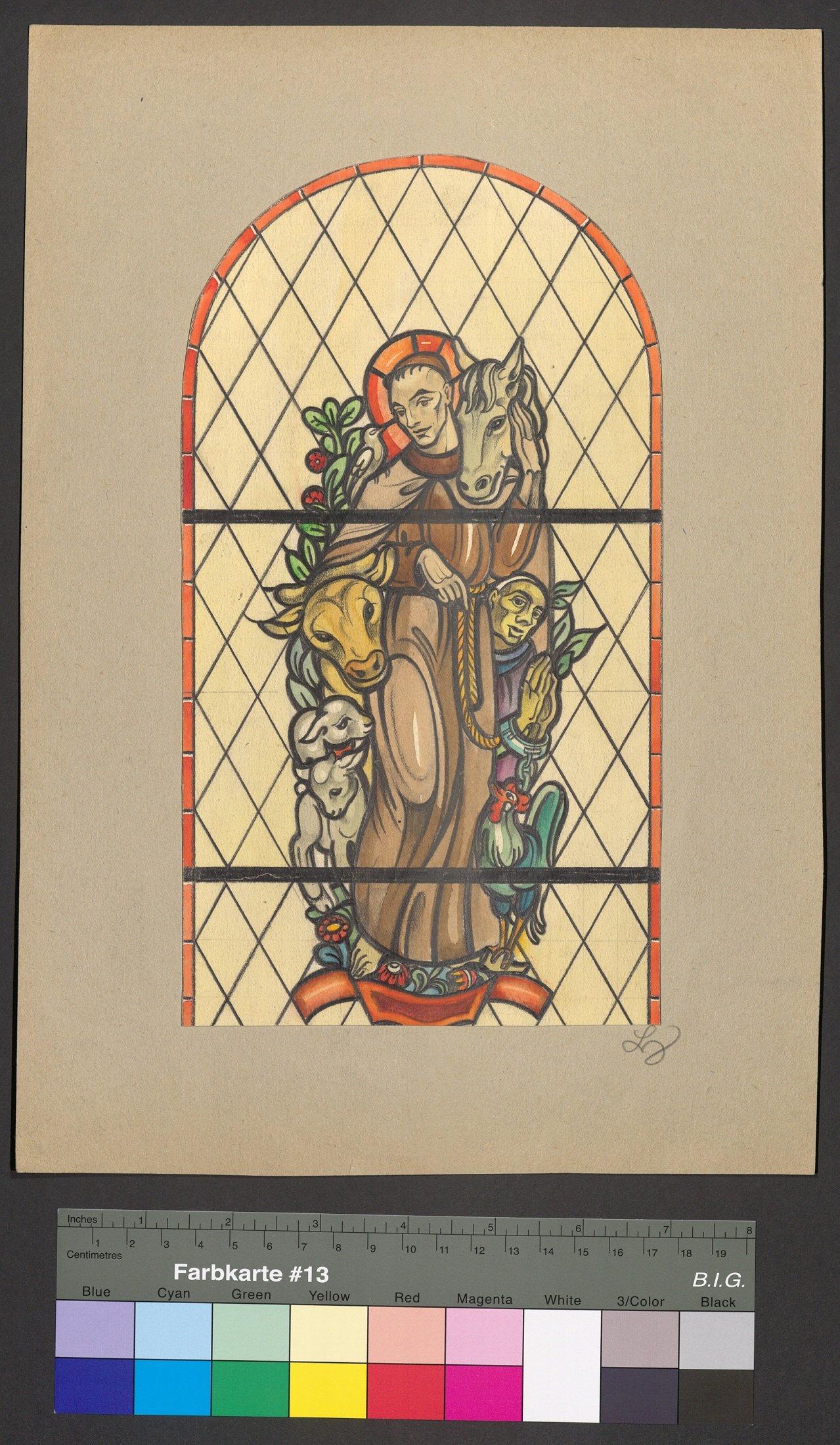 Entwurf eines Kirchenfensters, Hl. Franz von Assisi (I) (Stift Heiligenkreuz CC BY-NC-ND)