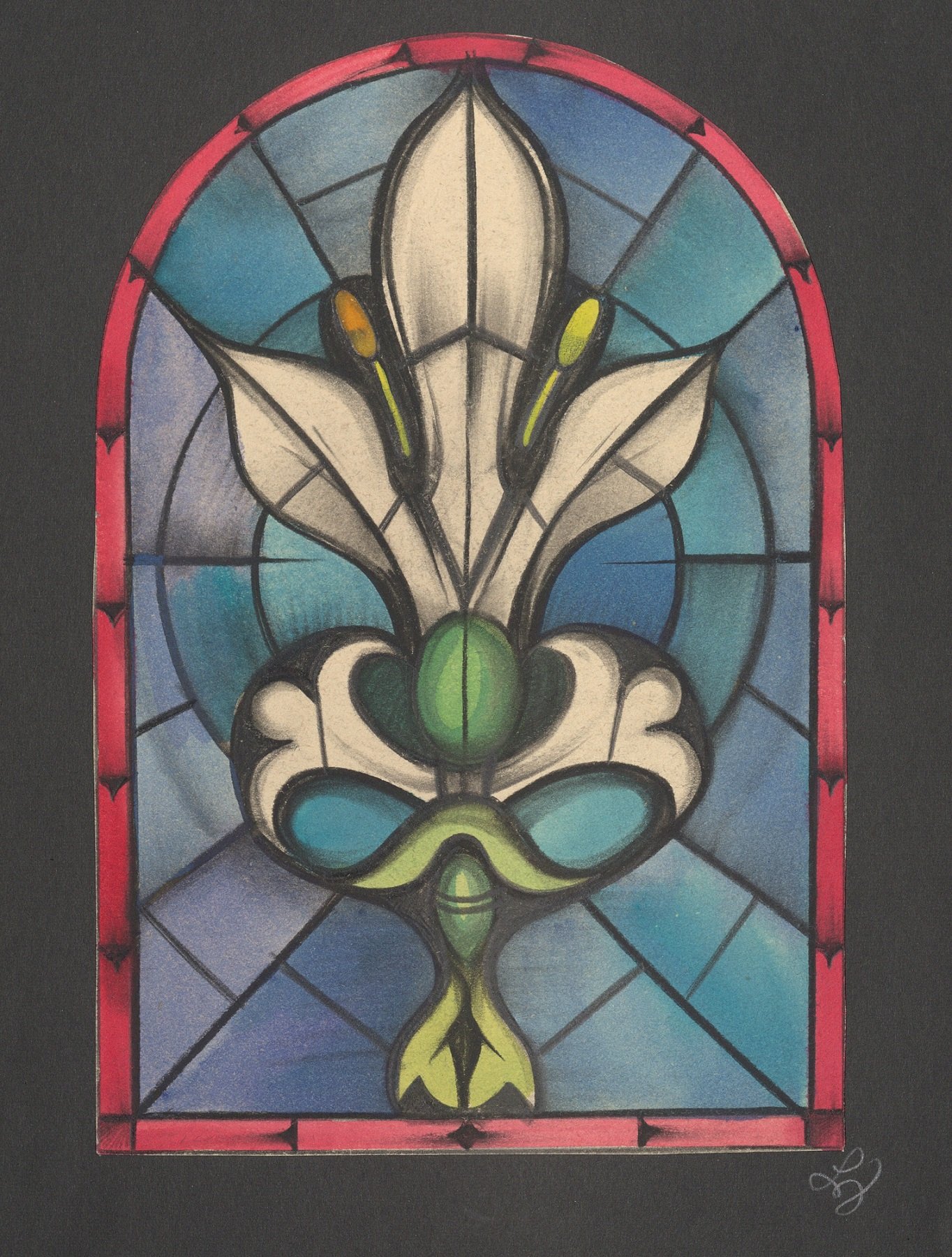 Entwurf eines Kirchenfensters, Weiße Lilie (Stift Heiligenkreuz CC BY-NC-ND)