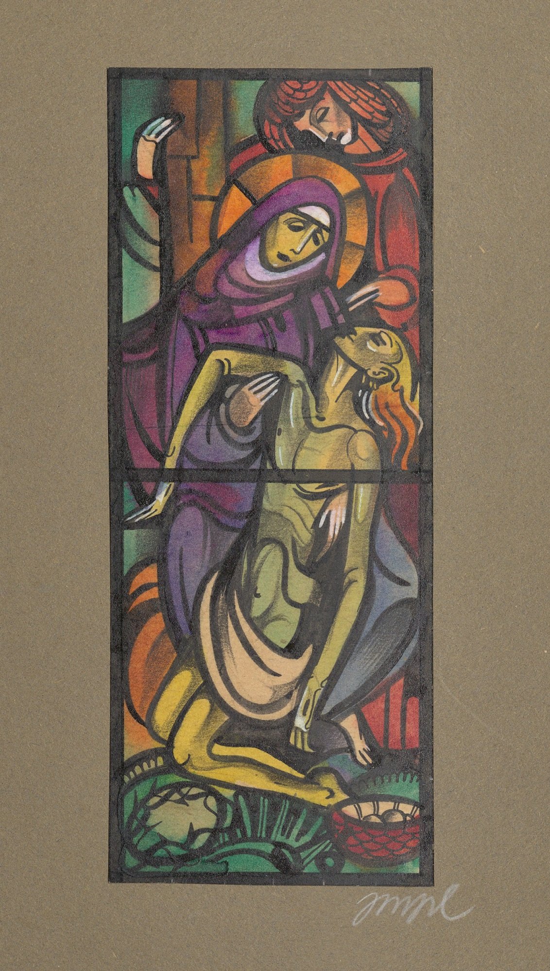 Entwurf eines Kirchenfensters, Pietà (I) (Stift Heiligenkreuz CC BY-NC-ND)