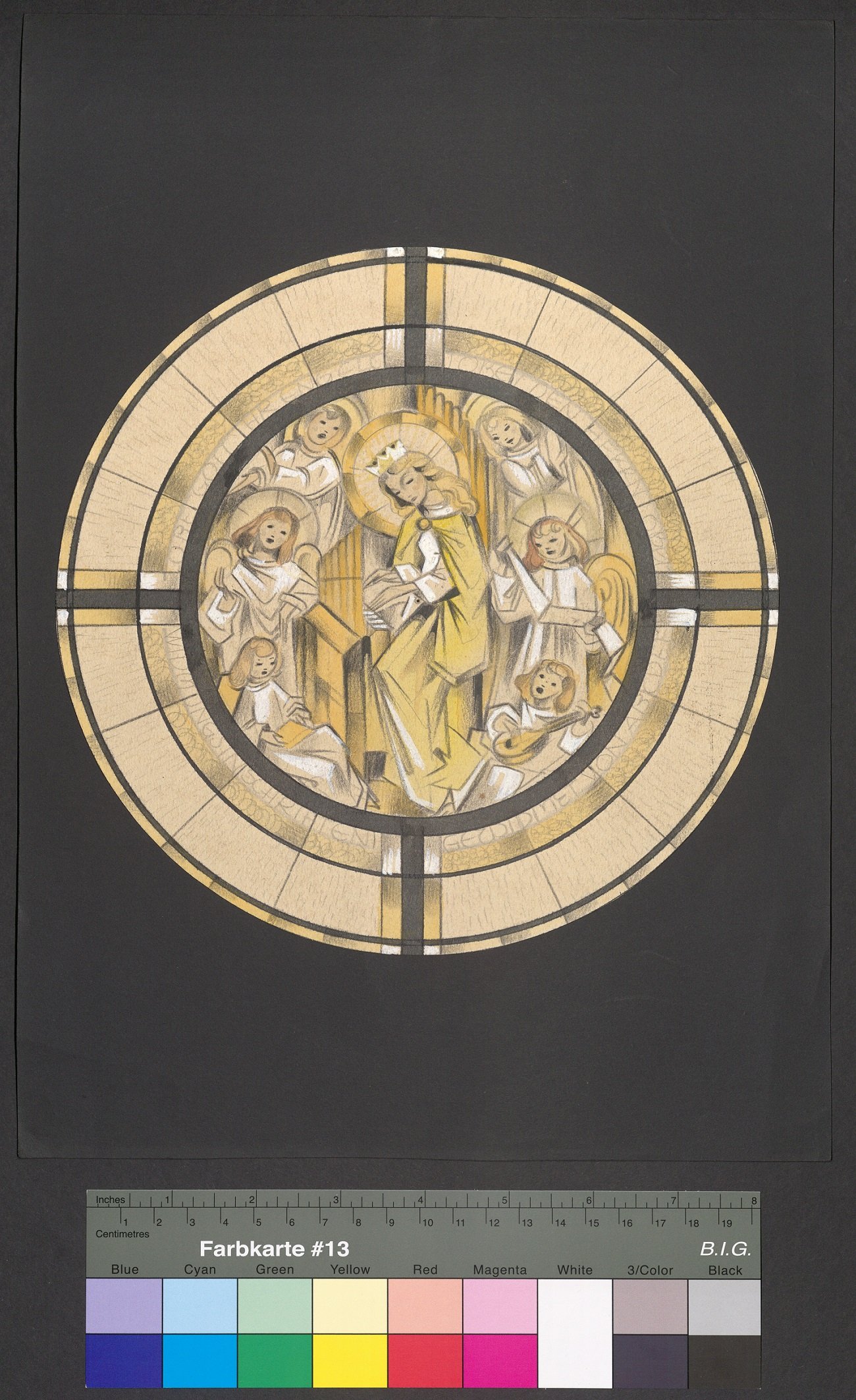Entwurf eines Kirchenfensters, Hl. Cäcilia von Rom (I) (Stift Heiligenkreuz CC BY-NC-ND)