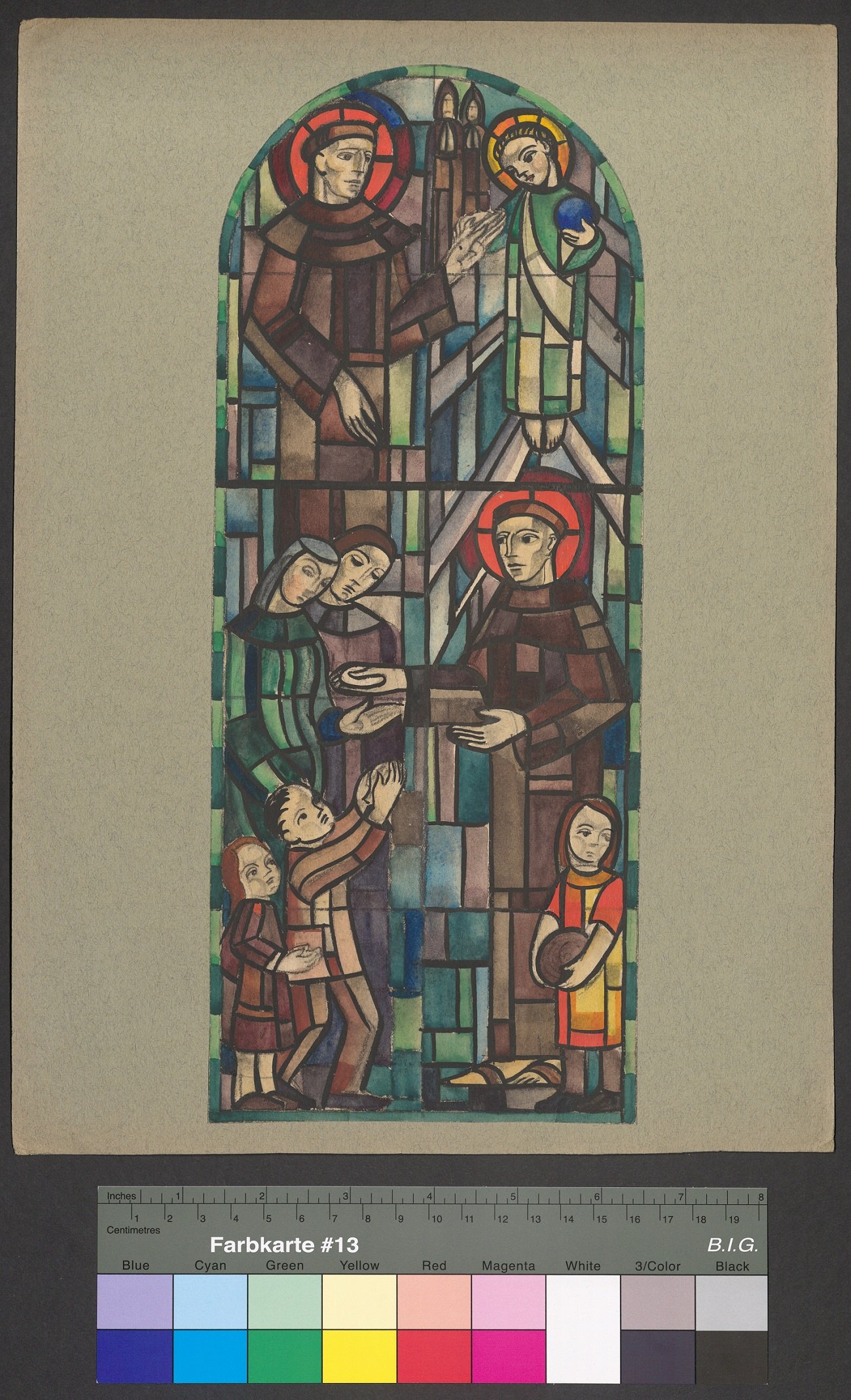Entwurf eines Kirchenfensters, Szenen aus dem Leben eines Mönchs (Stift Heiligenkreuz CC BY-NC-ND)