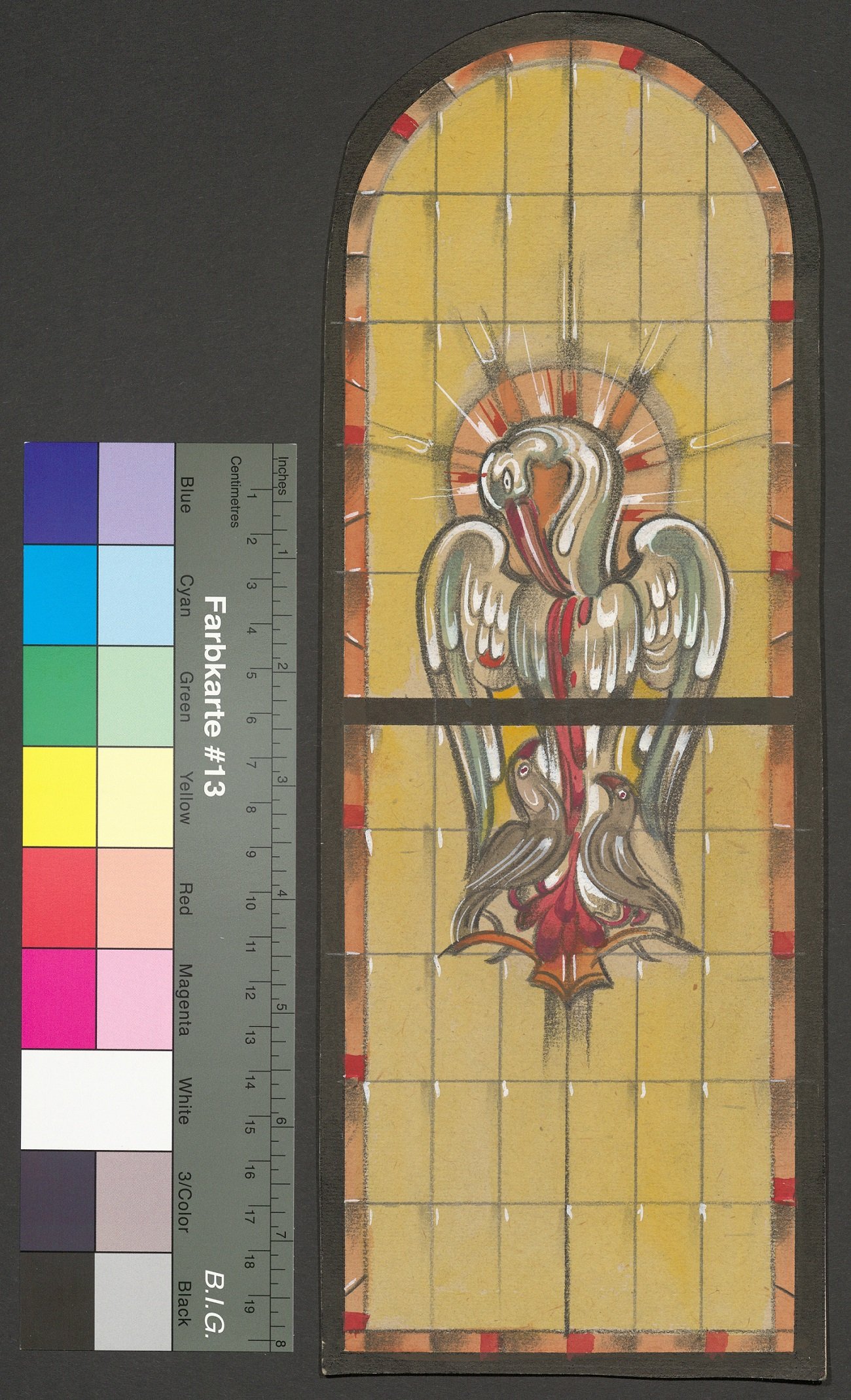 Entwurf eines Kirchenfensters, Allegorie auf den Opfertod Christi (Stift Heiligenkreuz CC BY-NC-ND)