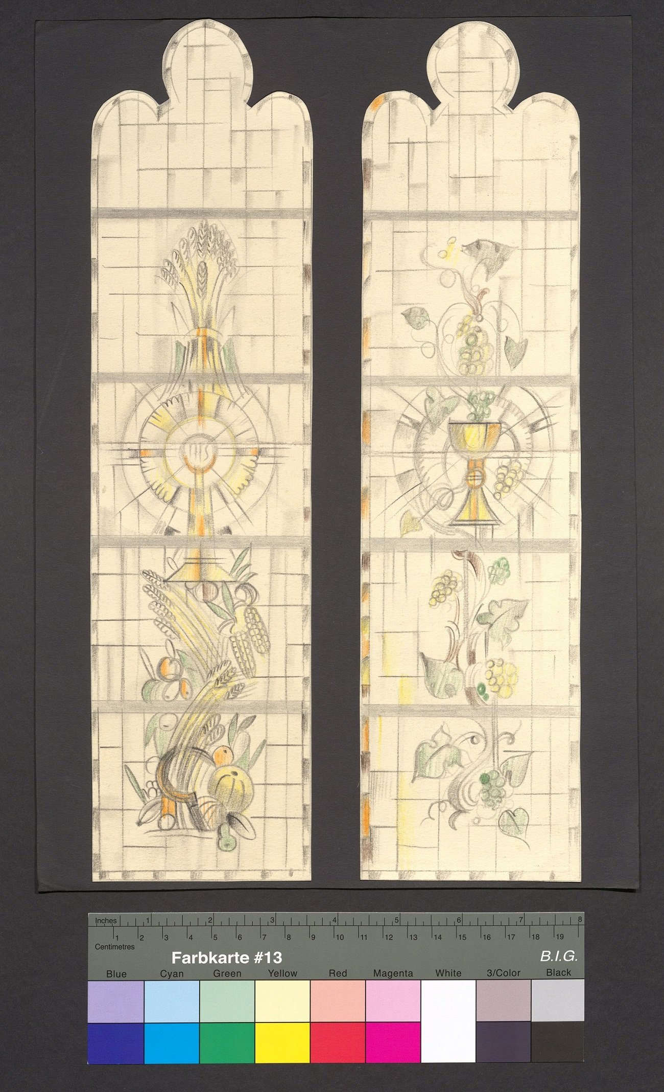 Entwurf für zwei Kirchenfenster, Eucharistie (Stift Heiligenkreuz CC BY-NC-ND)