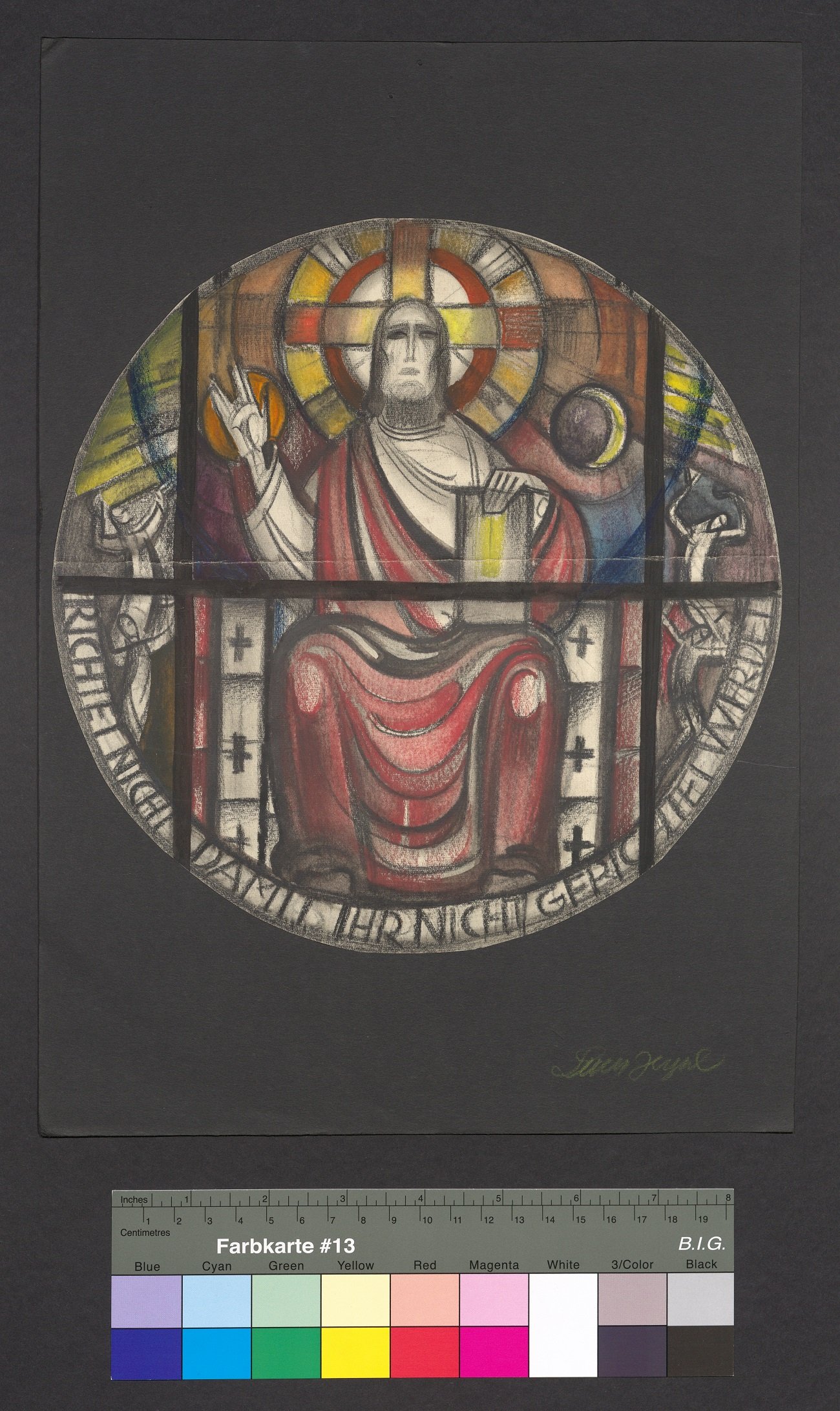 Entwurf eines Kirchenfensters, Christus Pantokrator (Stift Heiligenkreuz CC BY-NC-ND)