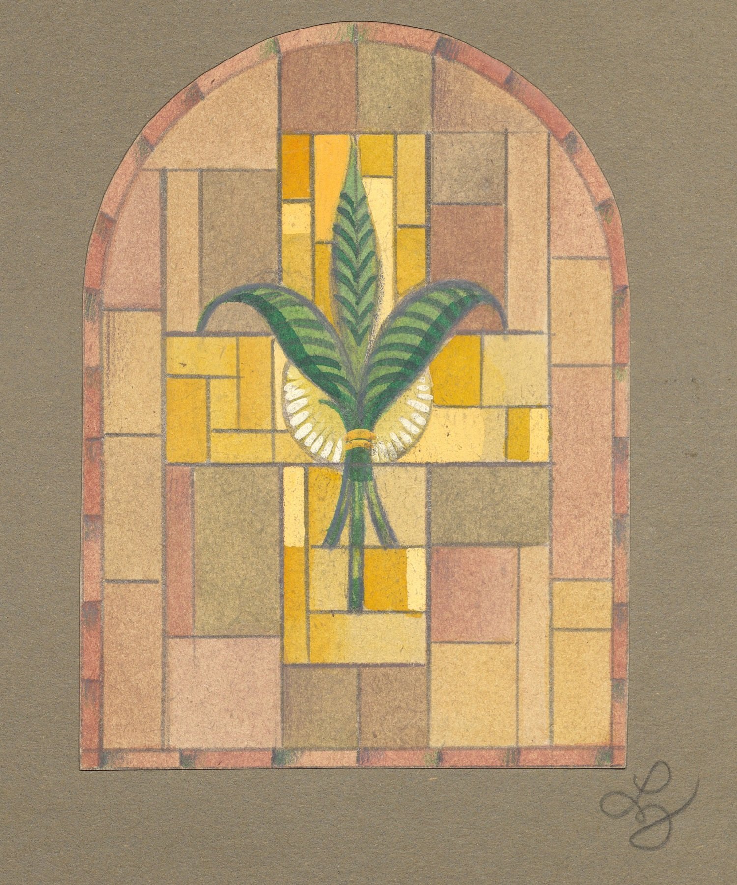 Entwurf eines Kirchenfensters, Palmwedel (Stift Heiligenkreuz CC BY-NC-ND)