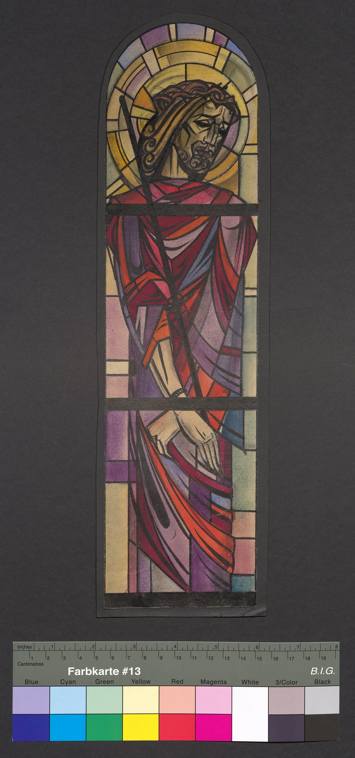 Entwurf eines Kirchenfensters, Dornengekrönter Jesus (Stift Heiligenkreuz CC BY-NC-ND)