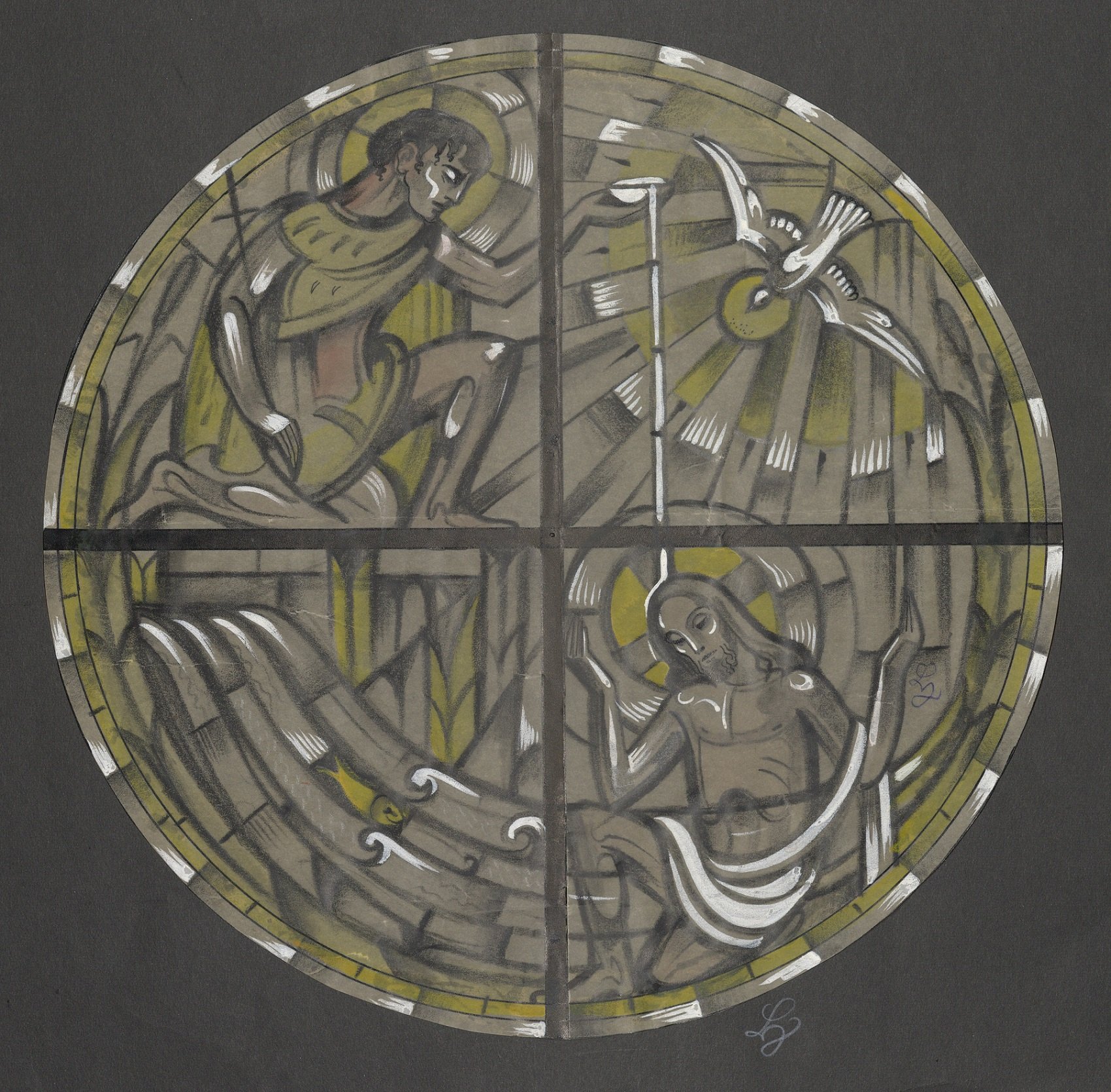 Entwurf eines Kirchenfensters, Taufe Jesu (Stift Heiligenkreuz CC BY-NC-ND)