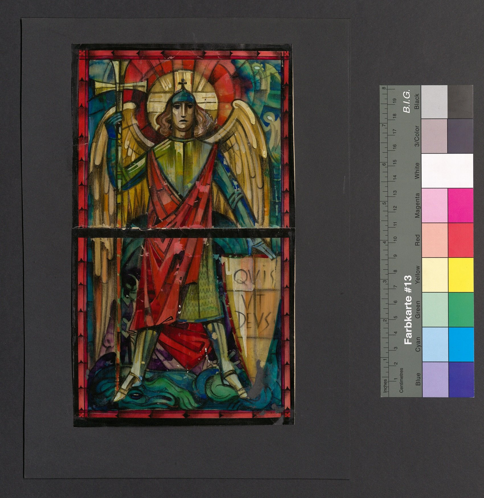 Entwurf eines Kirchenfensters, Erzengel Michael (Stift Heiligenkreuz CC BY-NC-ND)