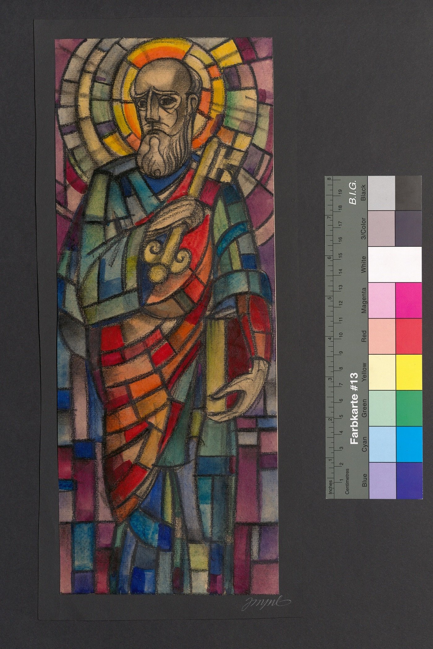 Entwurf eines Kirchenfensters, Hl. Petrus (Stift Heiligenkreuz CC BY-NC-ND)