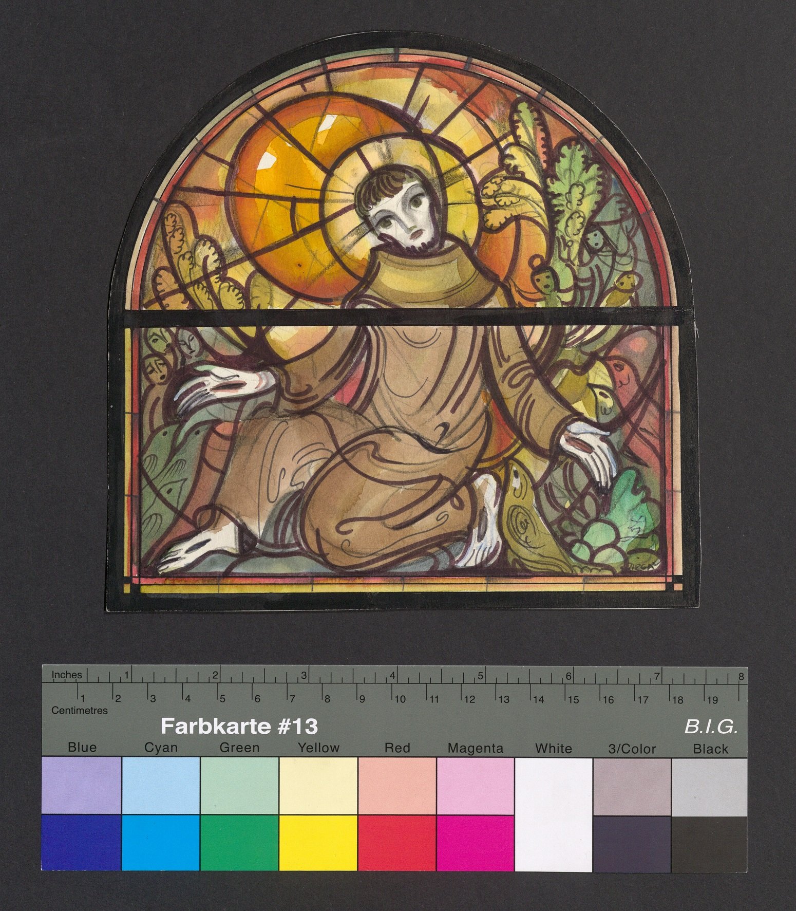 Entwurf eines Kirchenfensters, Hl. Franz von Assisi (II) (Stift Heiligenkreuz CC BY-NC-ND)