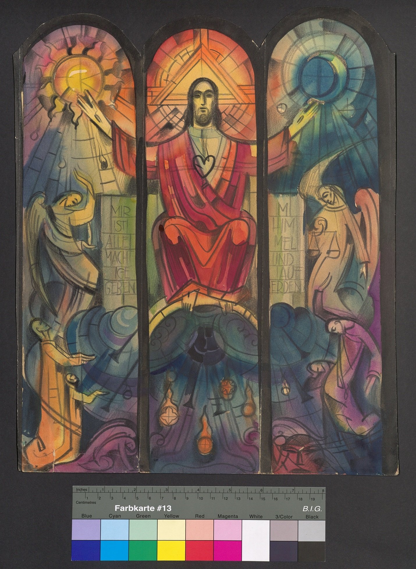 Entwurf Kirchenfenster, Triptychon-Jüngste Gericht (Stift Heiligenkreuz CC BY-NC-ND)