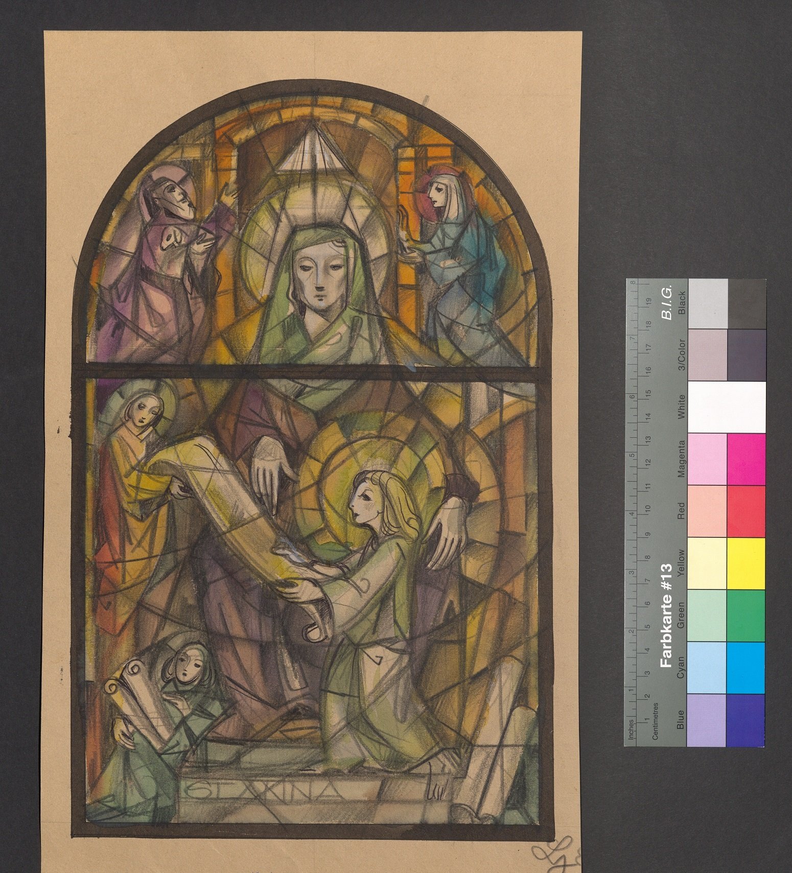 Entwurf Kirchenfenster, Hl. Anna (Stift Heiligenkreuz CC BY-NC-ND)