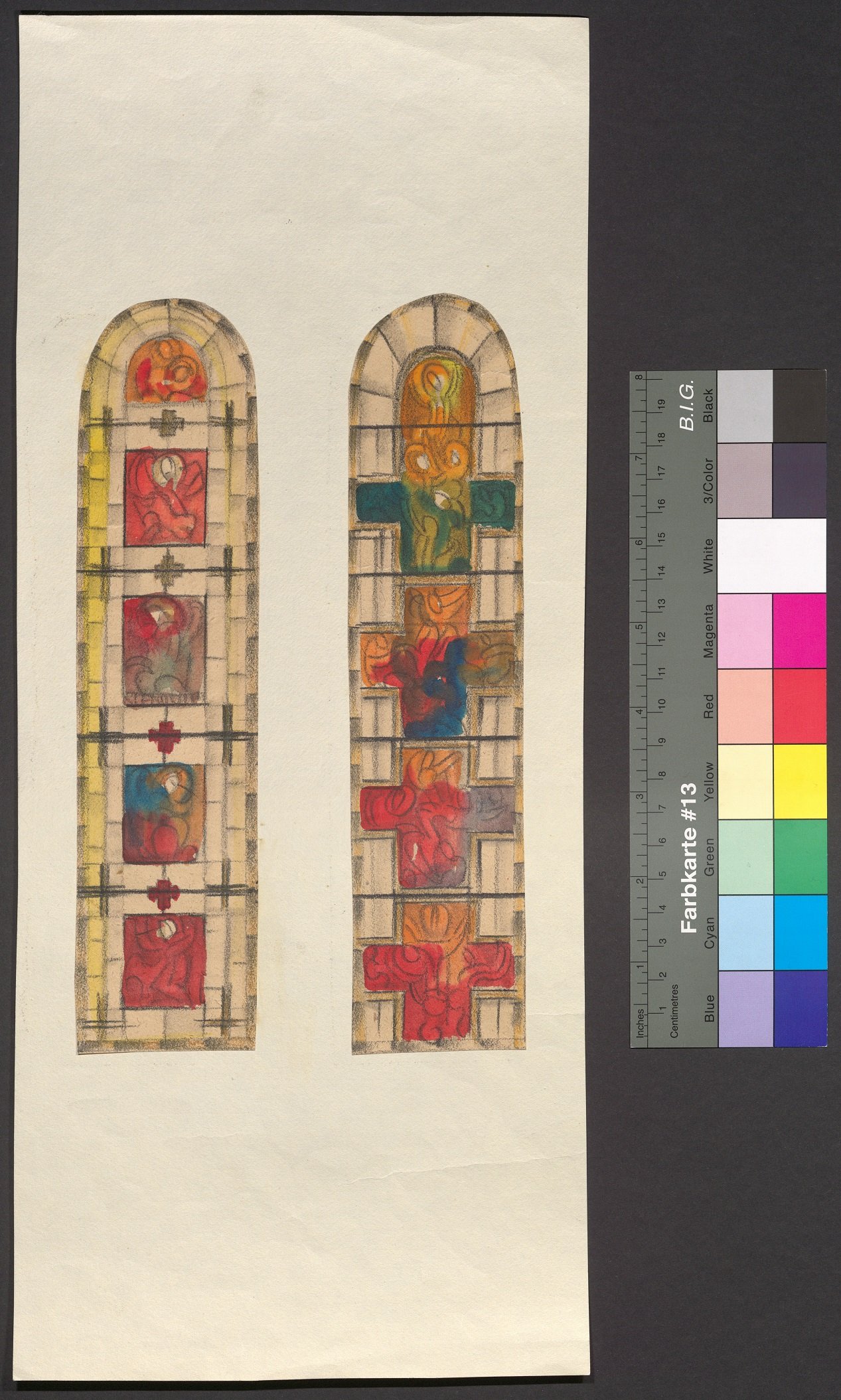 Entwürfe für zwei Kirchenfenster, figurale Motive (II) (Stift Heiligenkreuz CC BY-NC-ND)