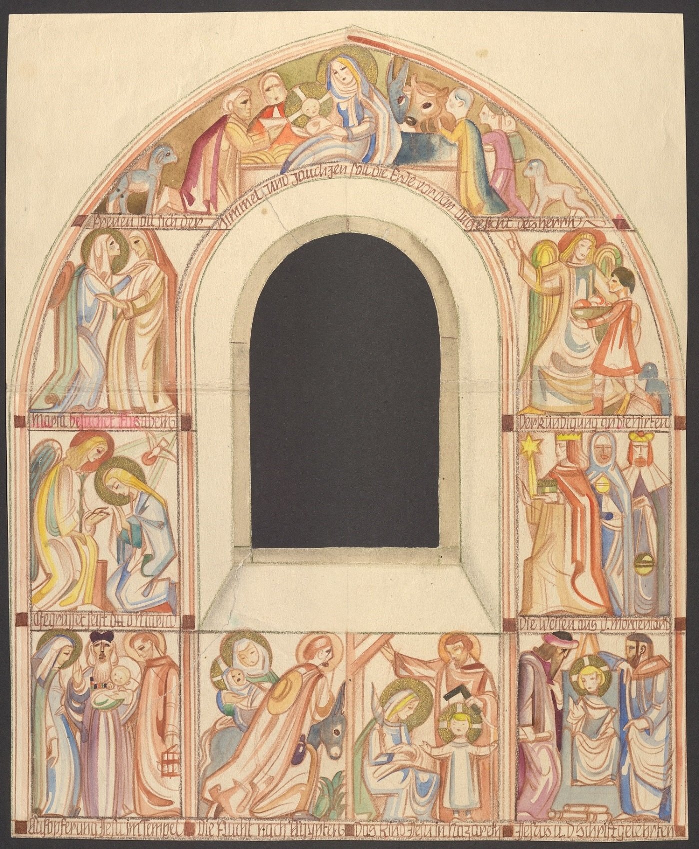 Entwurf für eine Freskengestaltung, Szenen aus den Leben Jesu und Mariens (I) (Stift Heiligenkreuz CC BY-NC-ND)