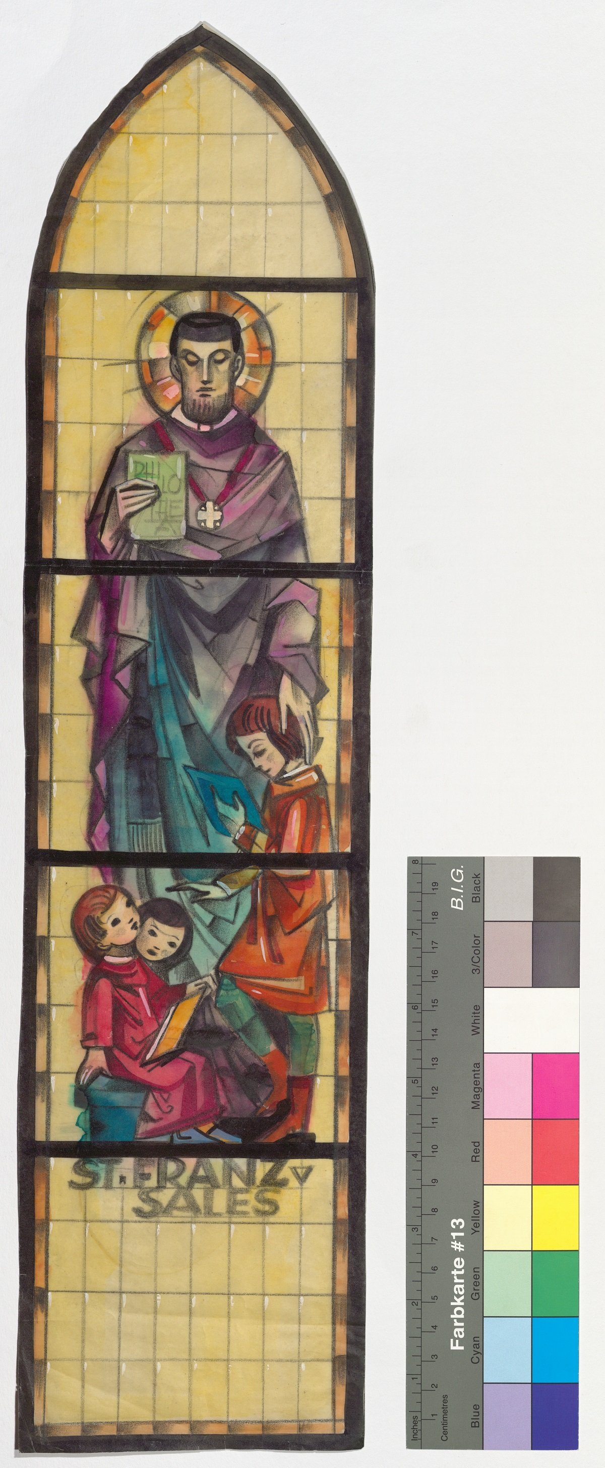 Entwurf eines Kirchenfensters, Hl. Franz von Sales (Stift Heiligenkreuz CC BY-NC-ND)