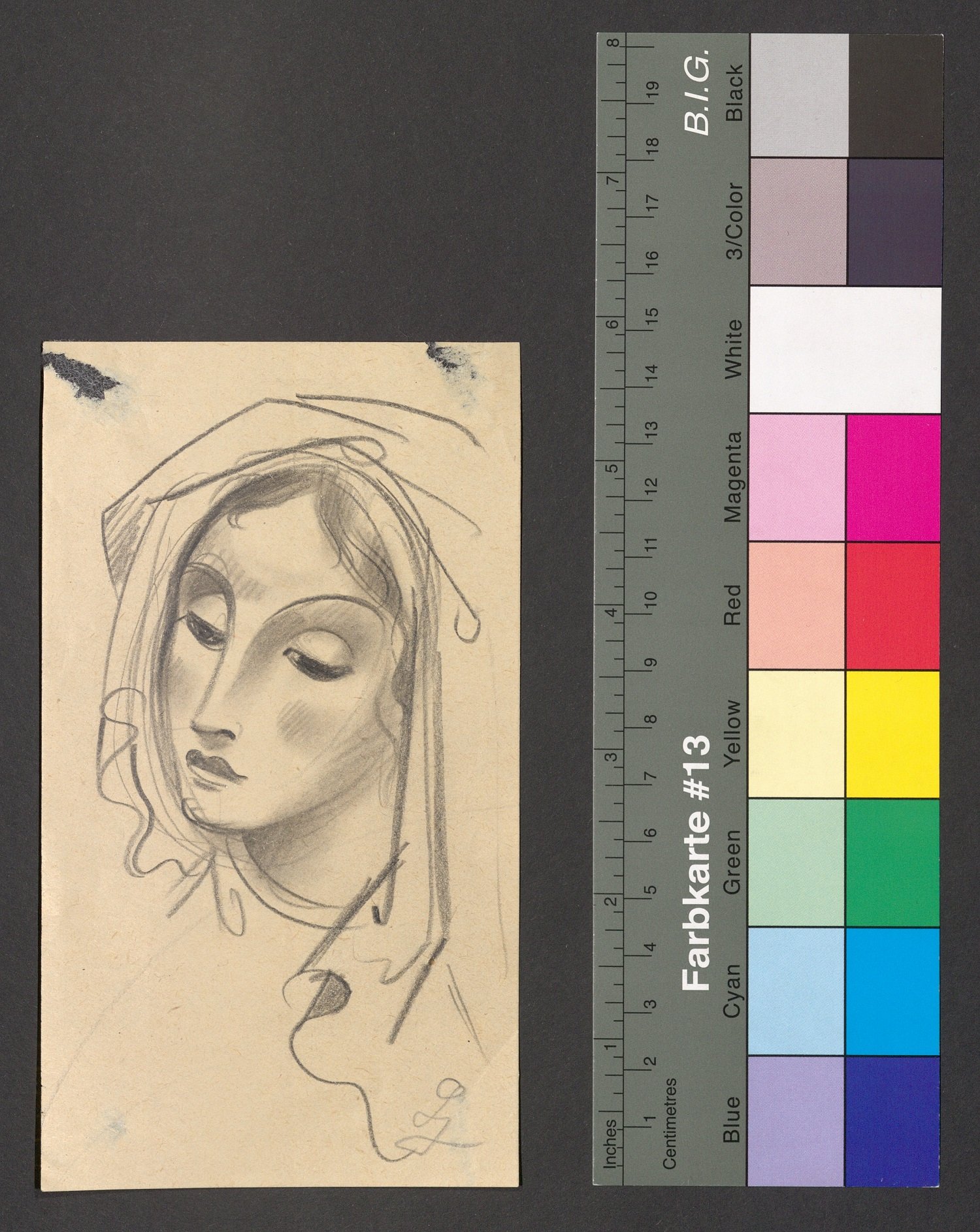 Zeichnung, Kopf einer Frau (Stift Heiligenkreuz CC BY-NC-ND)