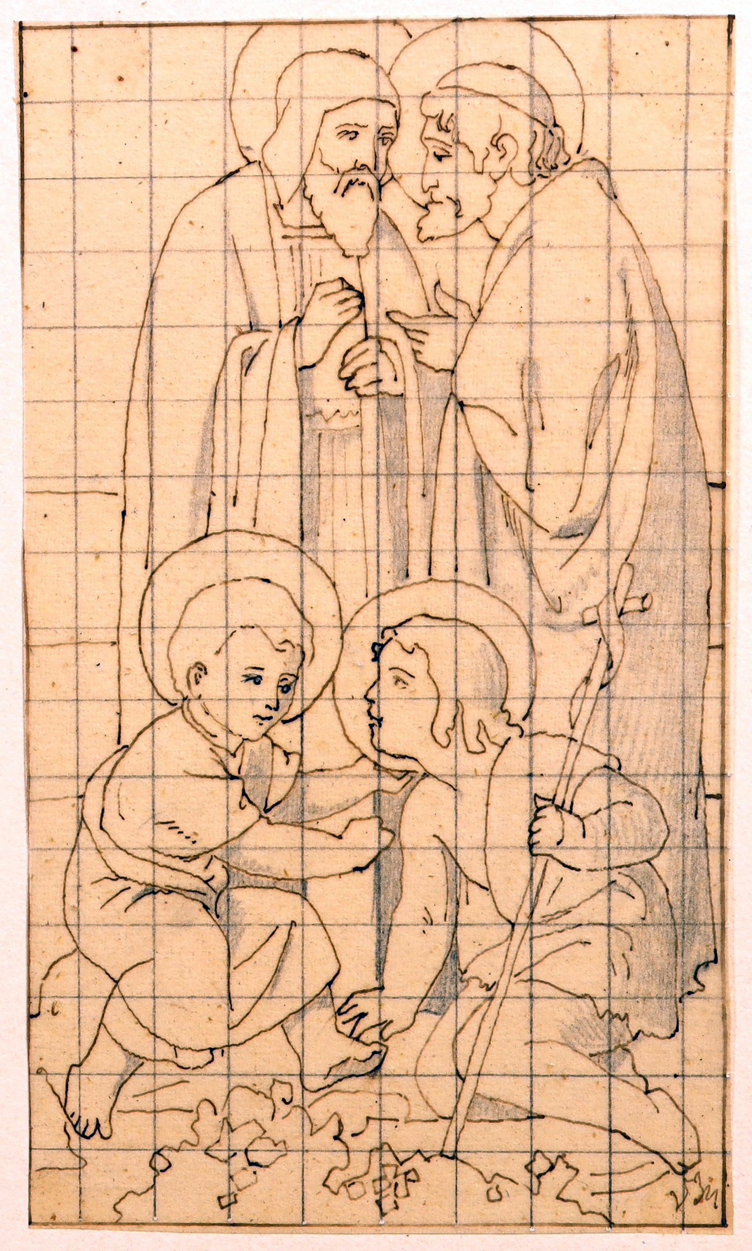 Jesus und Johannes als Kinder vor ihren Vätern (Stift Heiligenkreuz CC BY-NC-SA)