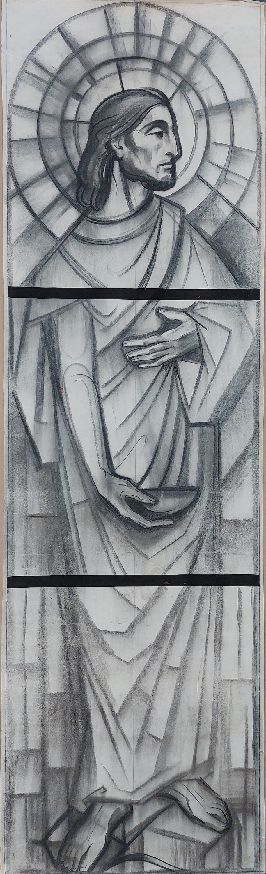 Entwurf eines Kirchenfensters, Heiliger mit einer Schale (Stift Heiligenkreuz CC BY-NC-ND)