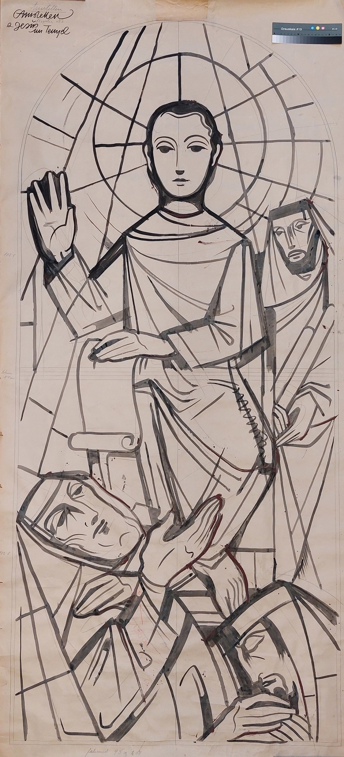 Entwurf eines Kirchenfensters, Zwölfjähriger Jesus im Tempel (I) (Stift Heiligenkreuz CC BY-NC-ND)