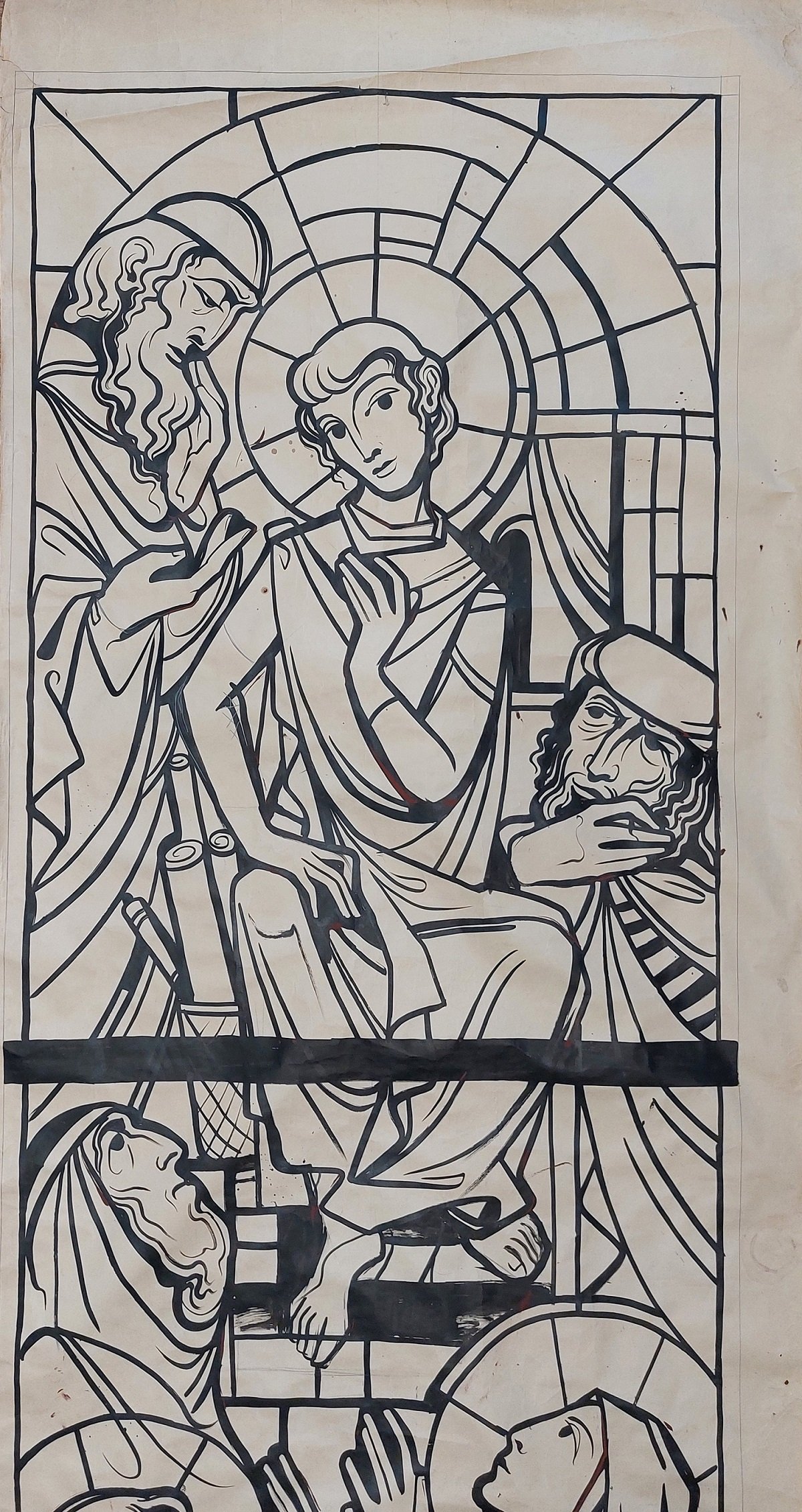 Entwurf eines Kirchenfensters, Zwölfjähriger Jesus im Tempel (II) (Stift Heiligenkreuz CC BY-NC-ND)