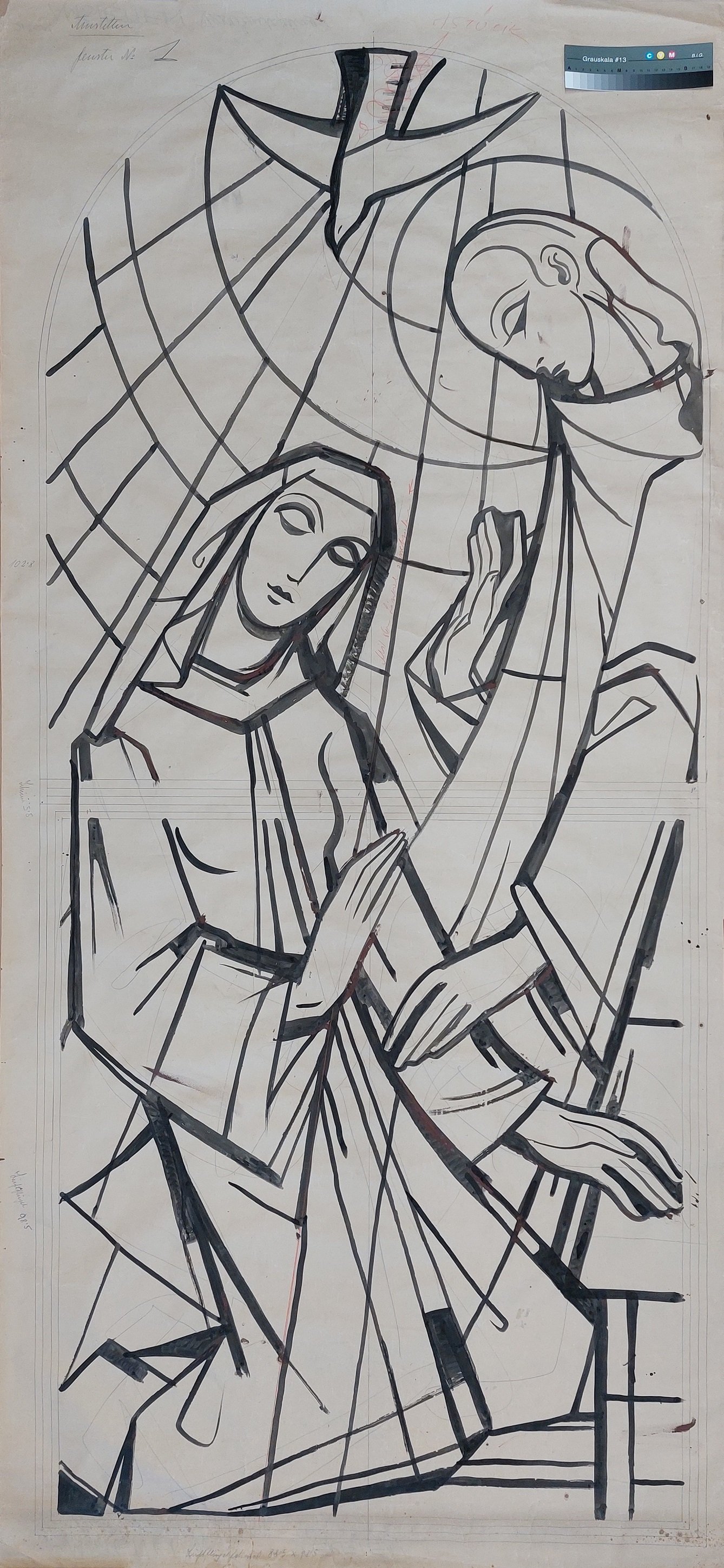 Entwurf eines Kirchenfensters, Verkündigung des Herrn (Stift Heiligenkreuz CC BY-NC-ND)