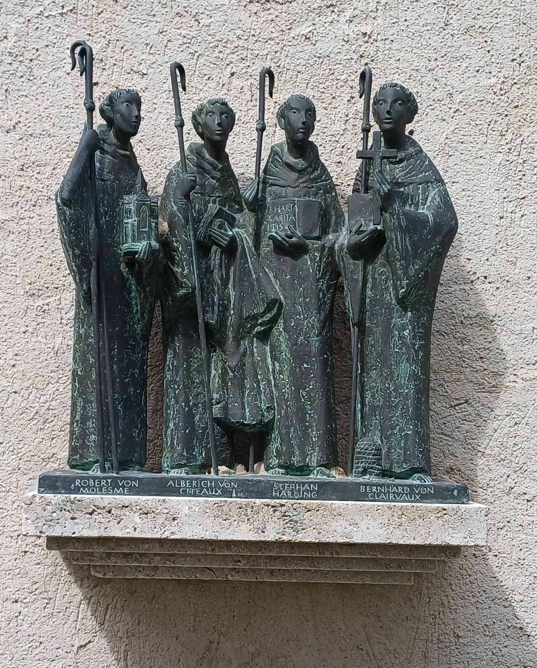 Die Günderäbte des Zisterzienserordens Rober - Alberich - Stephan mit Bernhard von Clairvaux (Stift Heiligenkreuz CC BY-NC-SA)