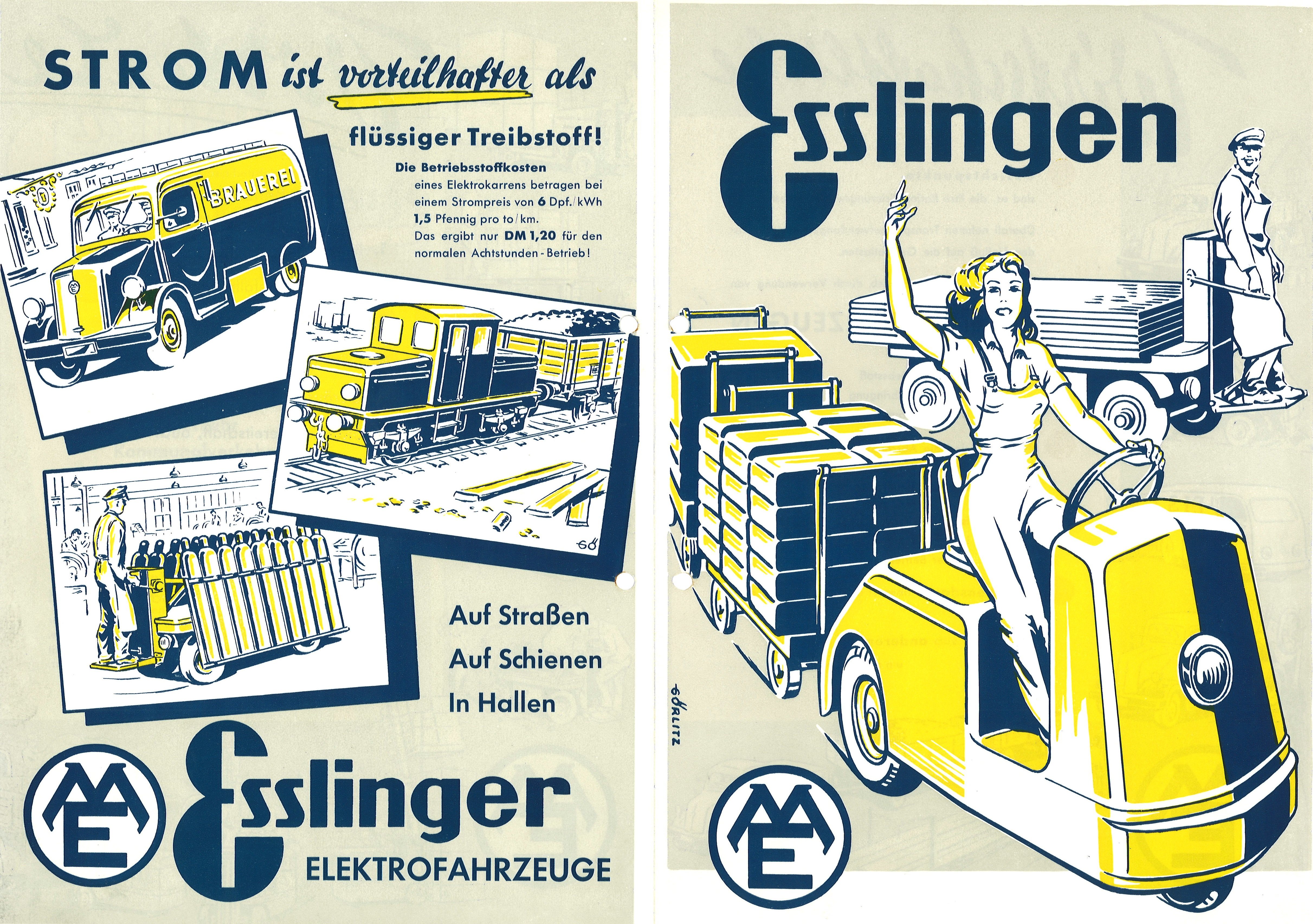 Werbeprospekt: Elektrofahrzeuge der Maschinenfabrik Esslingen (Stadtmuseum im Gelben Haus Esslingen CC BY-NC-SA)