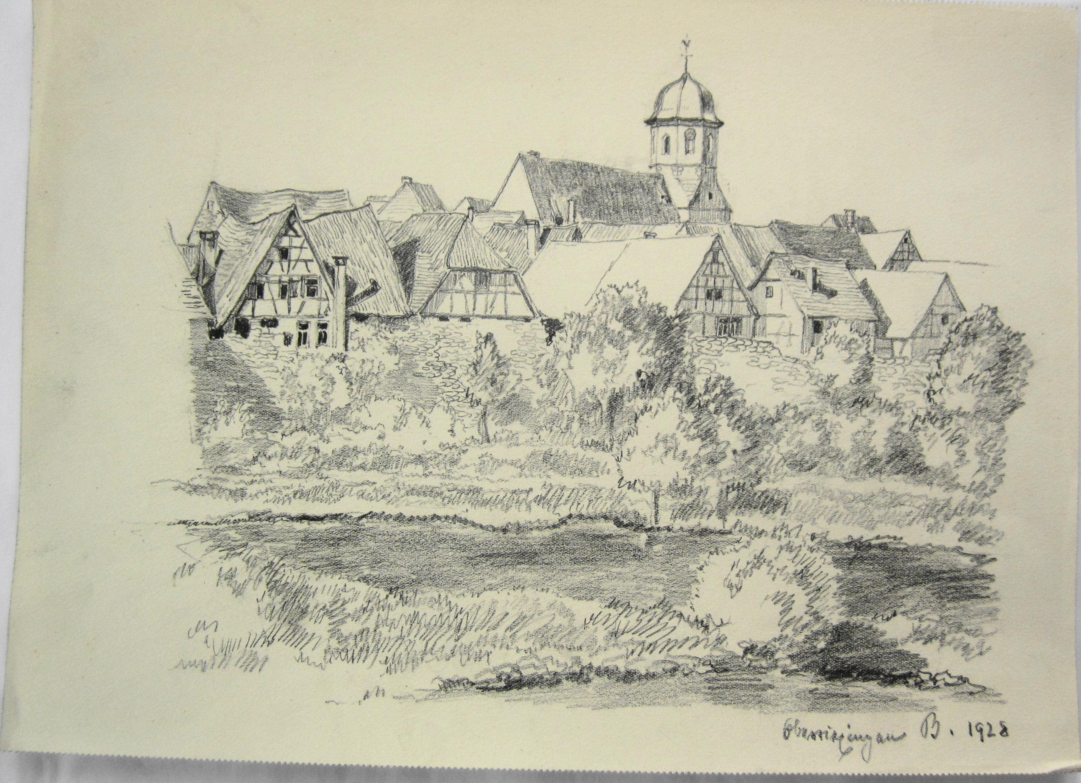 Oberriexingen Ansicht 1928 (Museum im Steinhaus Nagold CC BY-NC-SA)