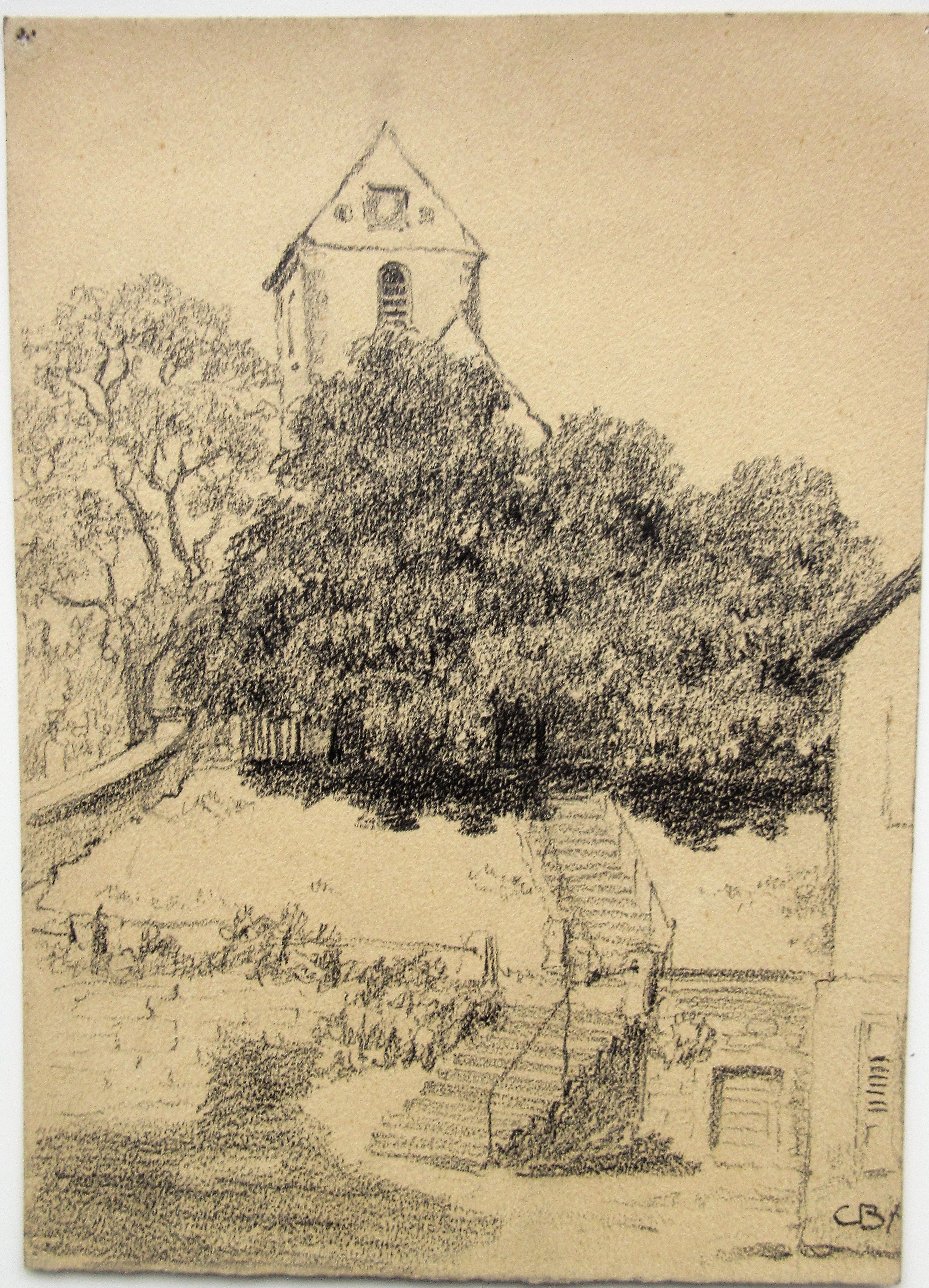 Kirche mit Treppenaufgang 1 (Museum im Steinhaus Nagold CC BY-NC-SA)