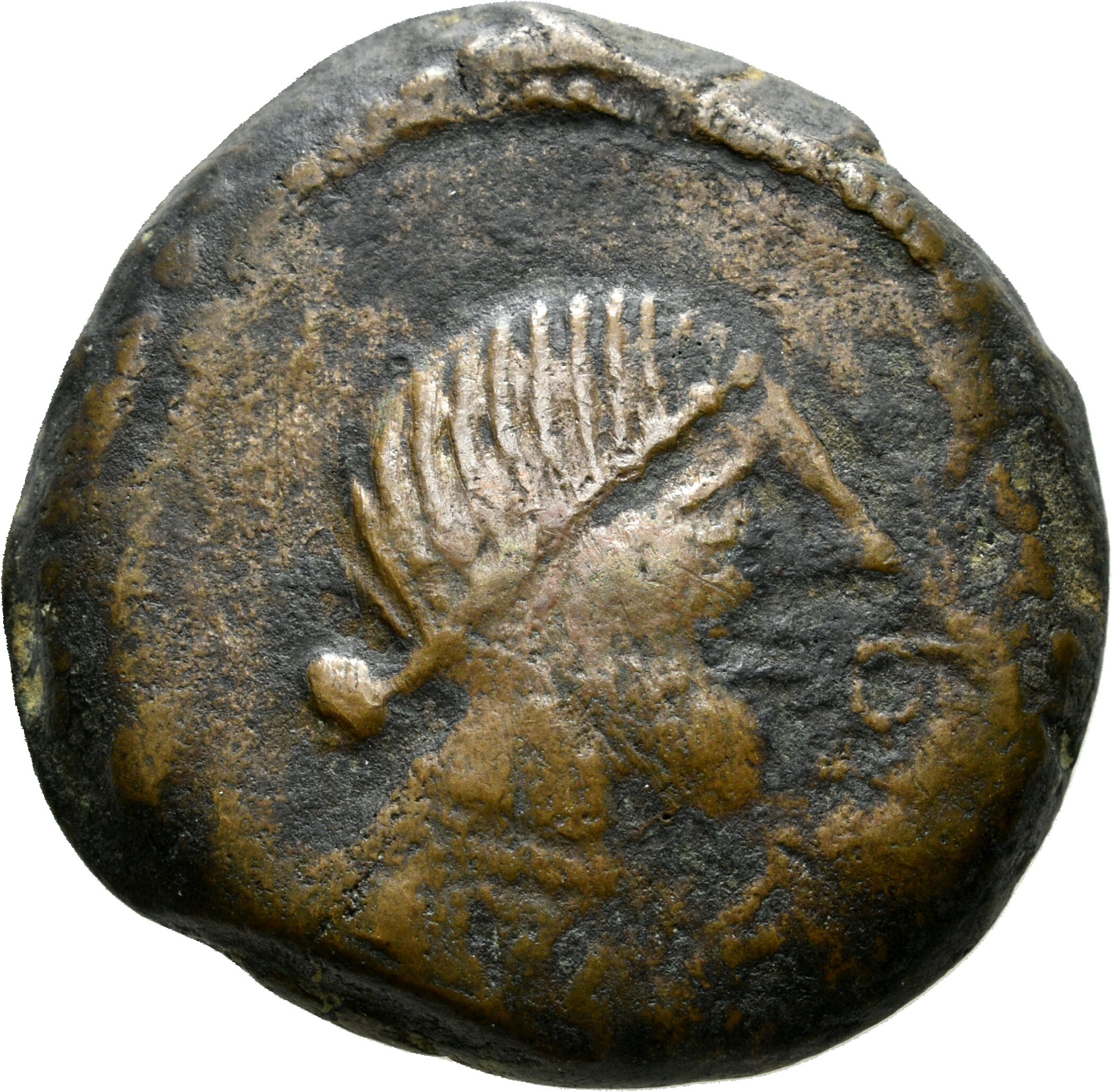 Bronzemünze des keltischen Stammes Turduli mit römischer und keltiberischer Schrift (Sparkassenverband Baden-Württemberg CC BY-NC-SA)