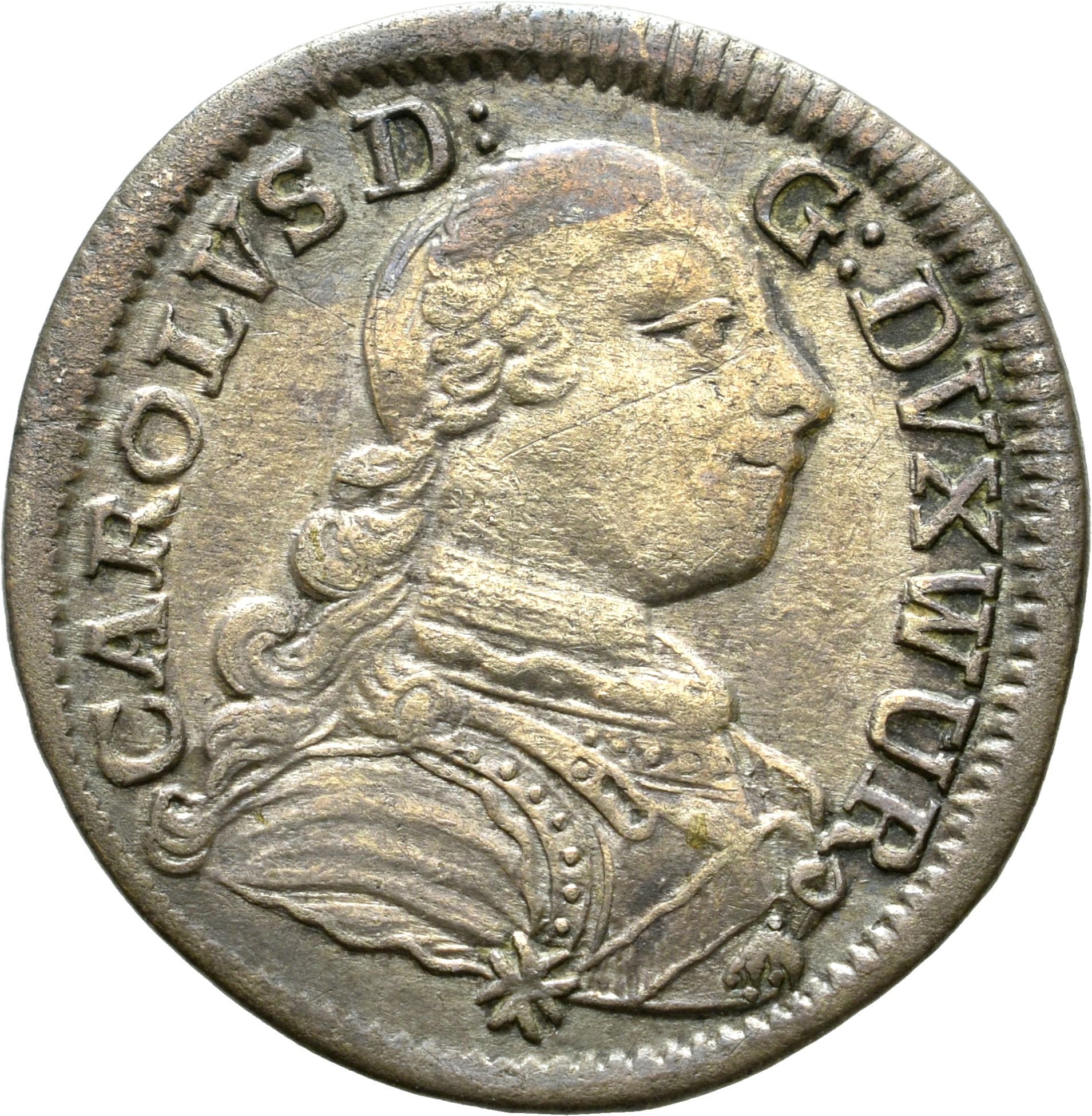 15 Kreuzer Landmünze unter Herzog Karl Eugen von Württemberg von 1758 (Sparkassenverband Baden-Württemberg CC BY-NC-SA)