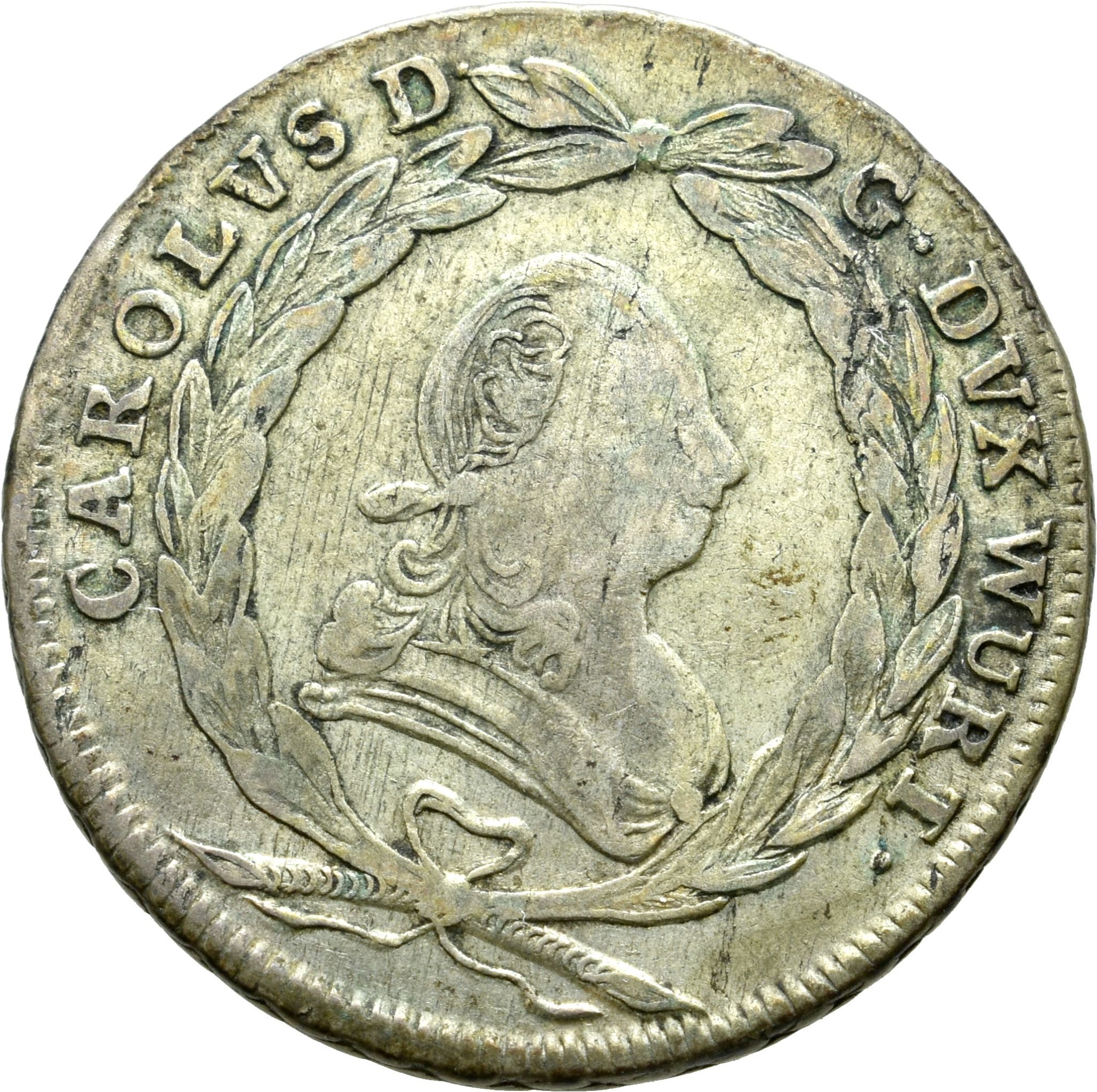 20 Kreuzer von Herzog Karl Eugen von Württemberg von 1767 (Sparkassenverband Baden-Württemberg CC BY-NC-SA)