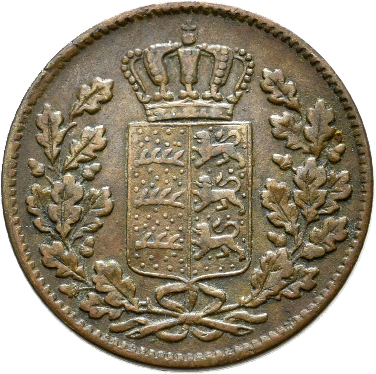½ Kreuzer unter König Wilhelm I. von Württemberg (Münzsammlung des Sparkassenverbands Baden-Württemberg CC BY-NC-SA)