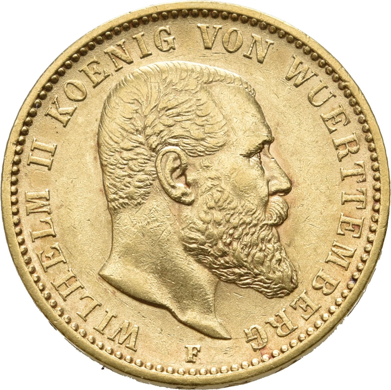 20 Mark von König Wilhelm II. von Württemberg (Münzsammlung des Sparkassenverbands Baden-Württemberg CC BY-NC-SA)