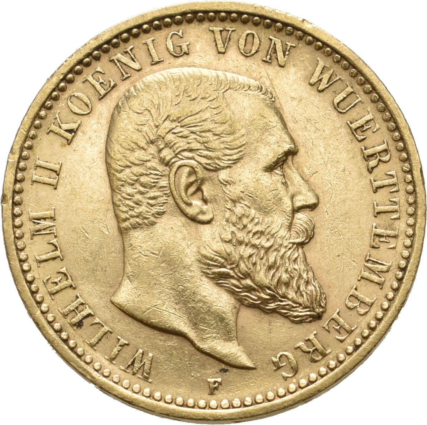 10 Mark von König Wilhelm II. von Württemberg (Münzsammlung des Sparkassenverbands Baden-Württemberg CC BY-NC-SA)