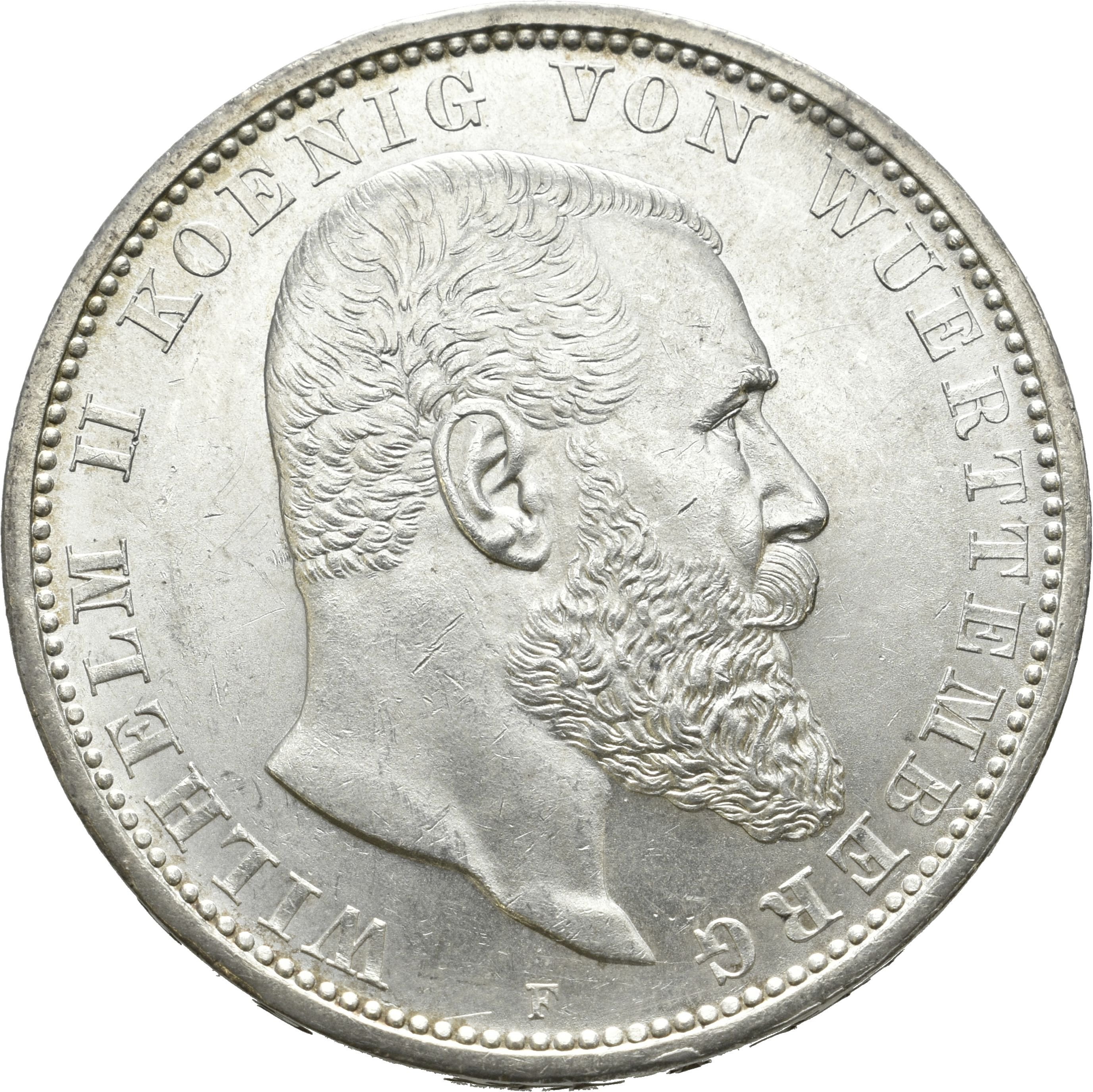 5 Mark von König Wilhelm II. von Württemberg (Münzsammlung des Sparkassenverbands Baden-Württemberg CC BY-NC-SA)