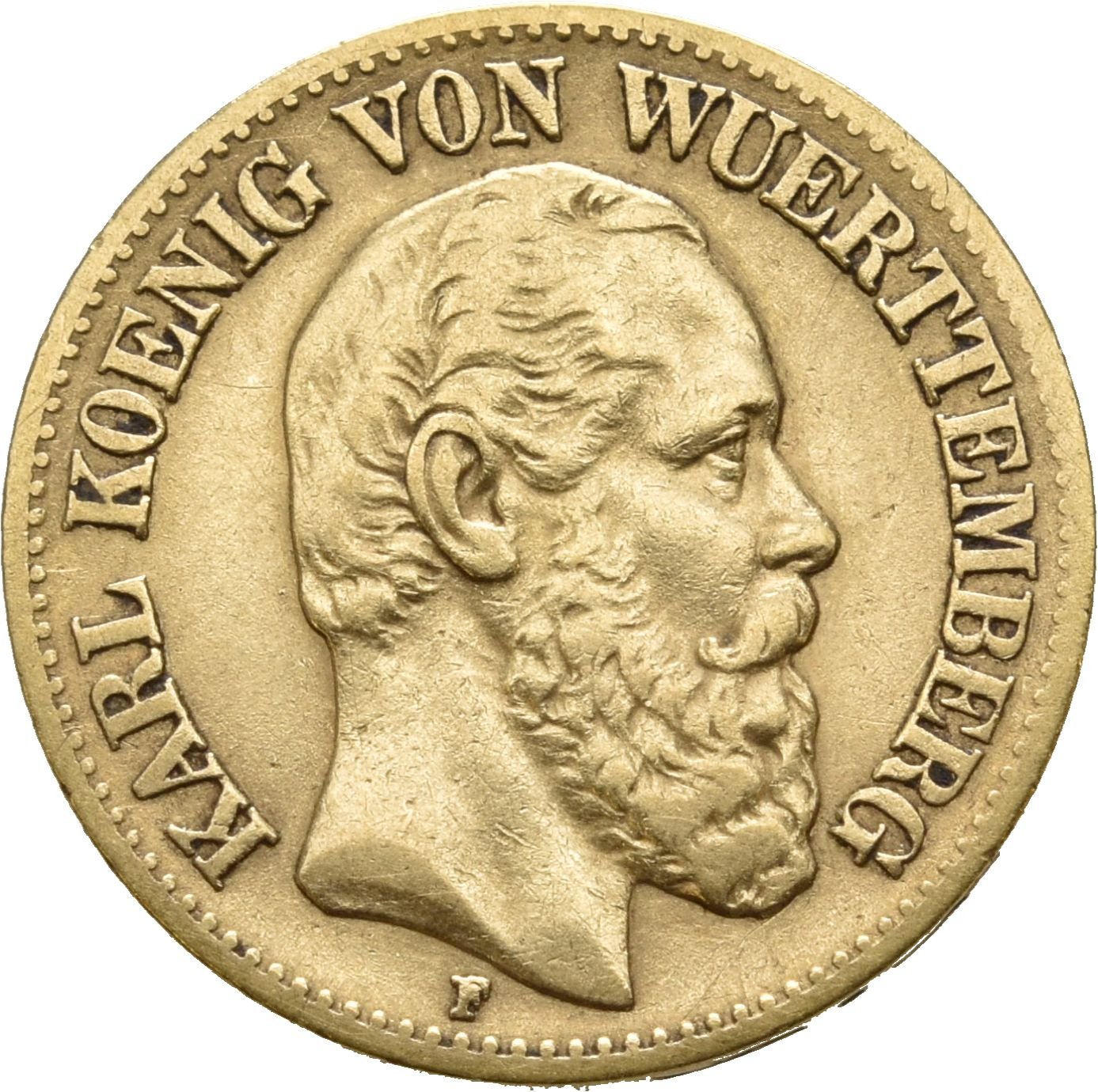 10-Goldmark von König Karl von Württemberg (Münzsammlung des Sparkassenverbands Baden-Württemberg CC BY-NC-SA)