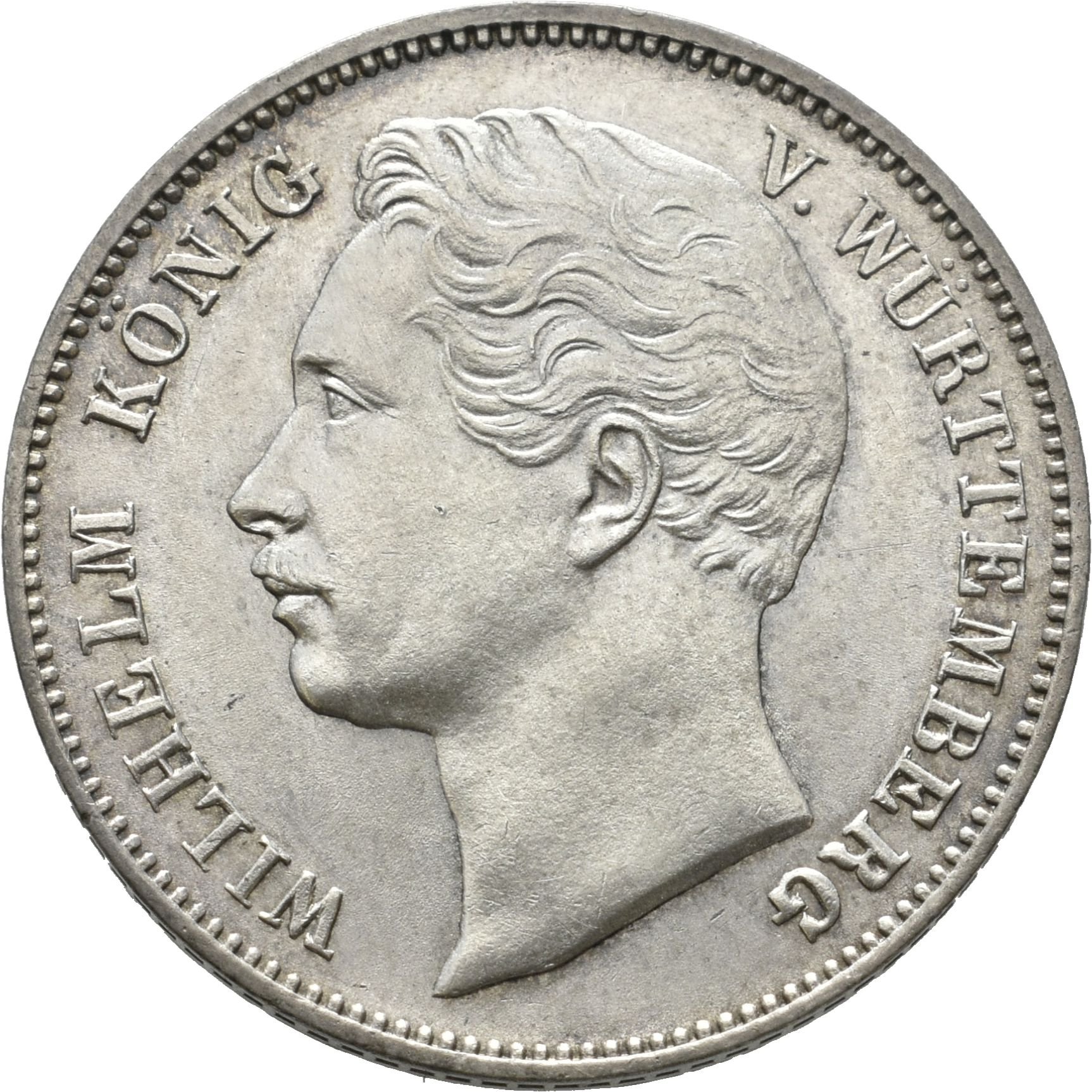 ½ Gulden von König Wilhelm I. von Württemberg (Münzsammlung des Sparkassenverbands Baden-Württemberg CC BY-NC-SA)